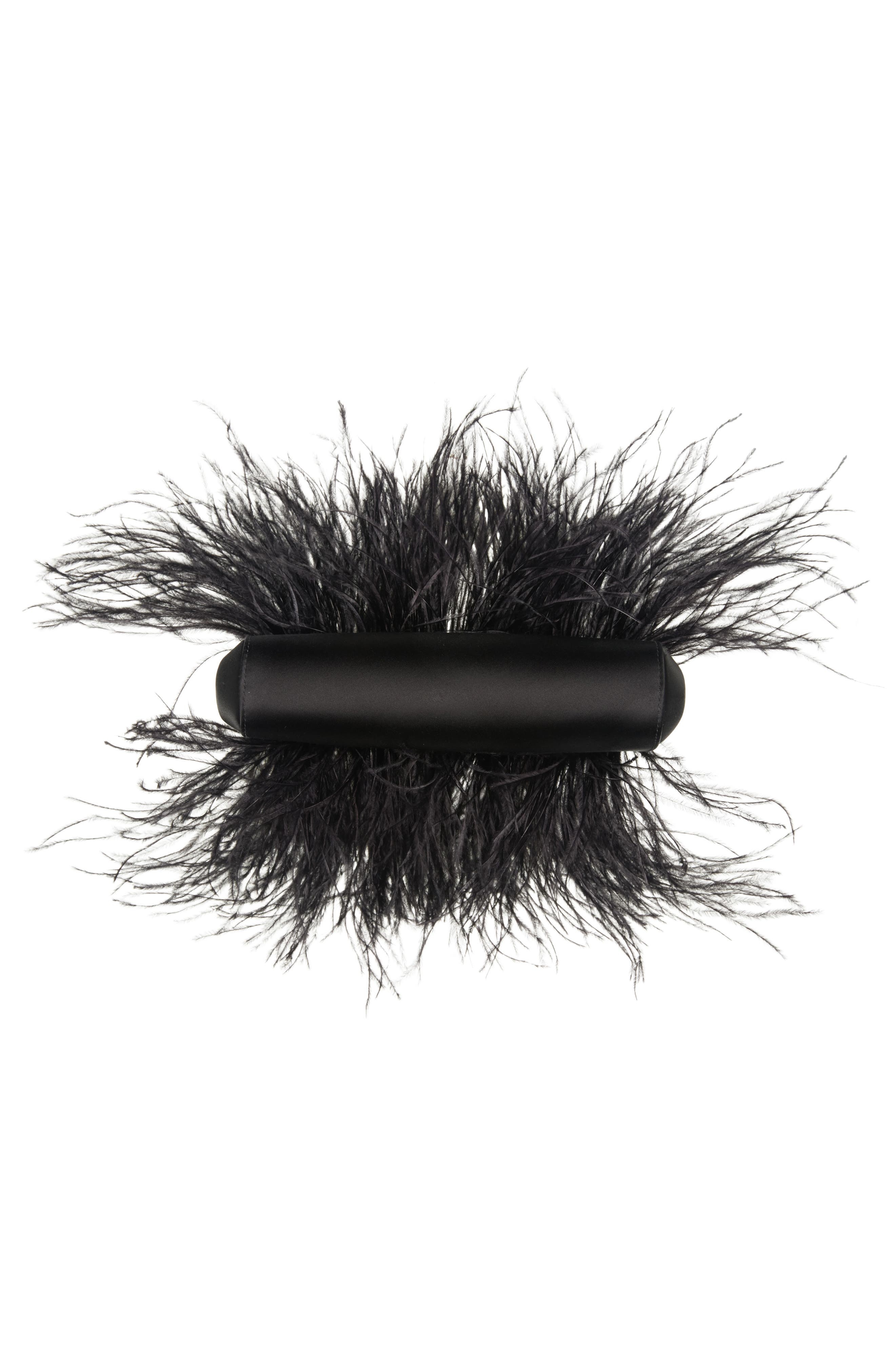 Dolce&Gabbana Marlene Feather Trim Shoulder Bag in 8B956 Nero/Nero at Nordstrom - 5