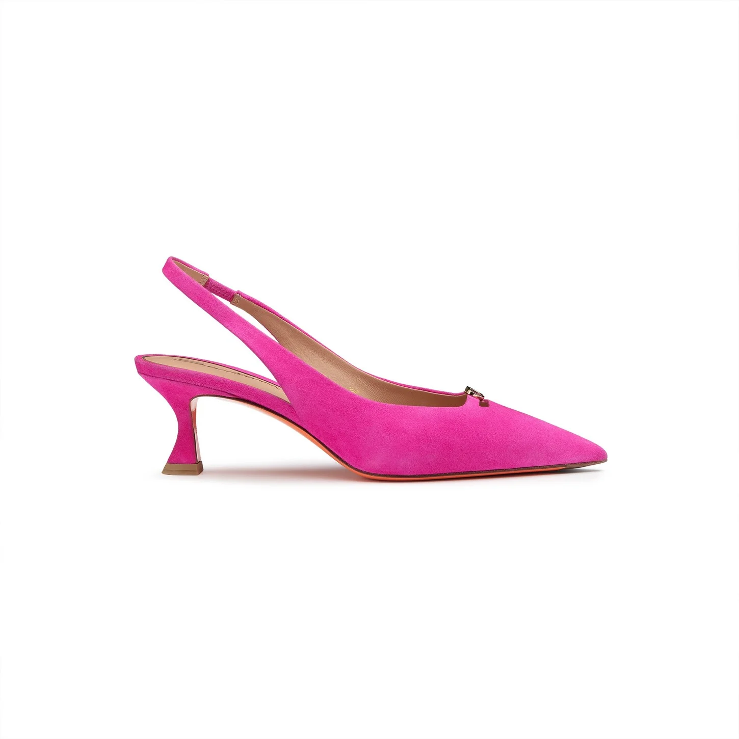 Women's pink suede mid-heel slingback - 1