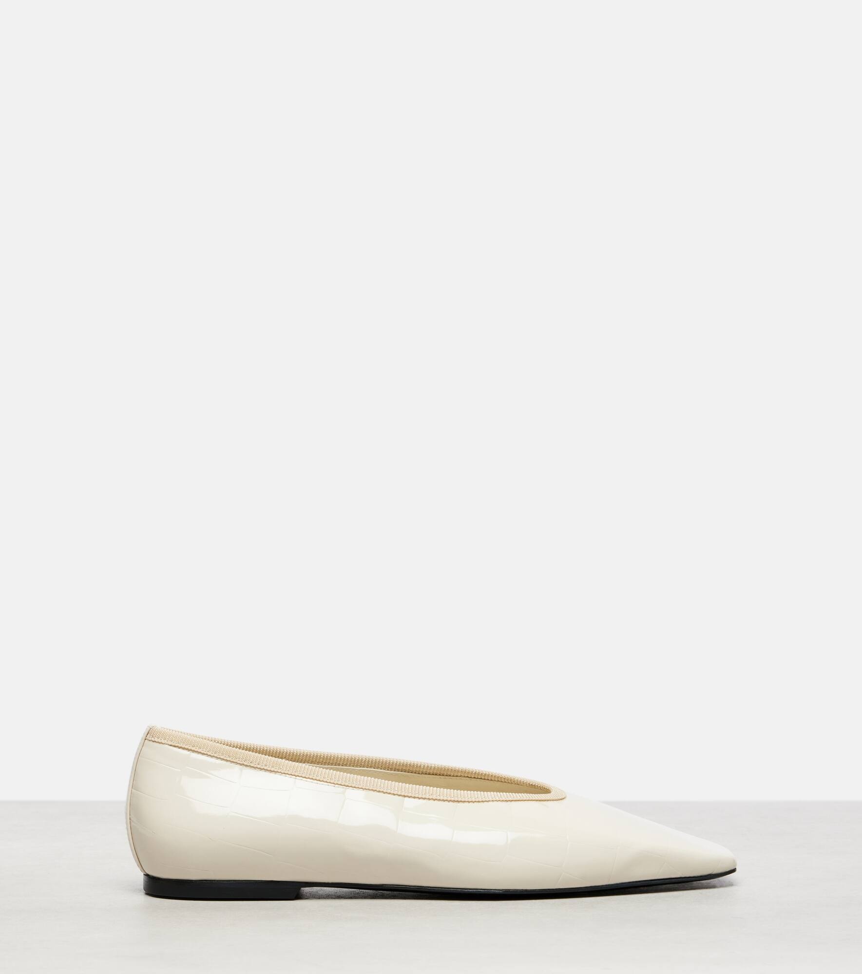 Croc-effect patent leather ballet flats - 4
