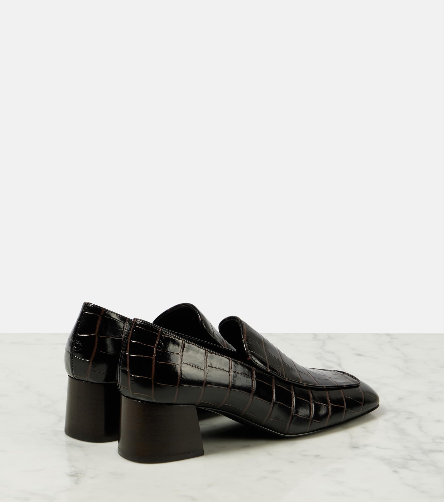 Croc-effect leather loafer pumps - 2