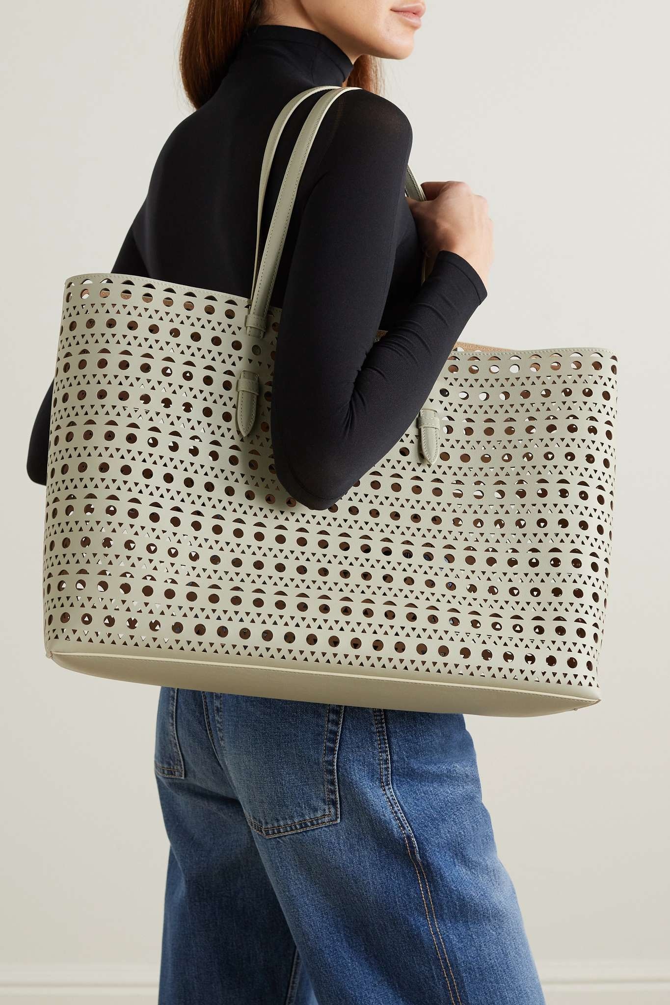 Mina 44 laser-cut leather tote - 2