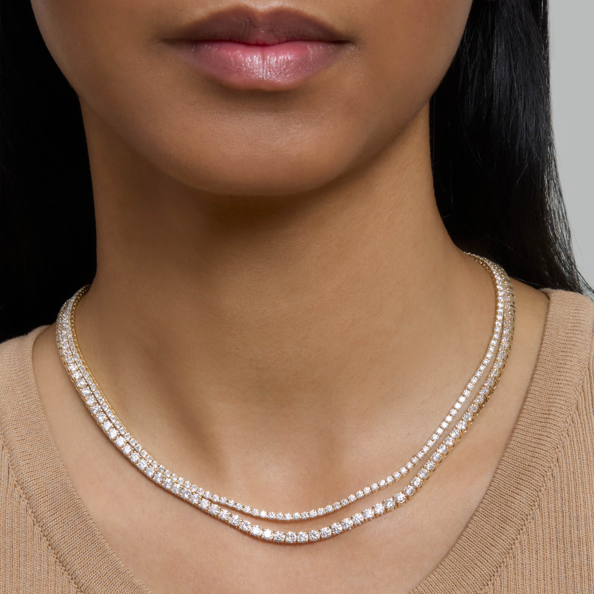 Unflippable Tennis Necklace in Yellow Gold - 9