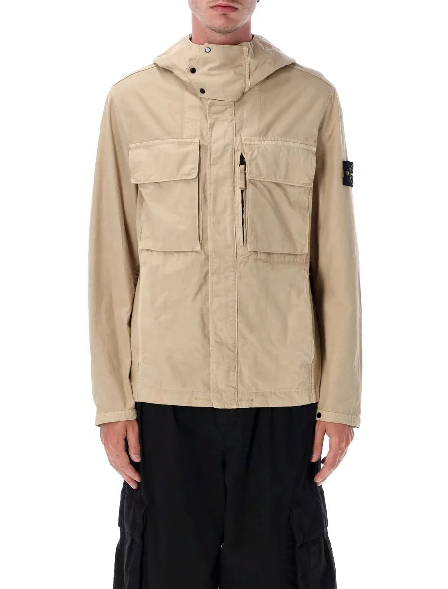 Stone Island Canvas Weave Cotton Hooded Field Jacket - 1