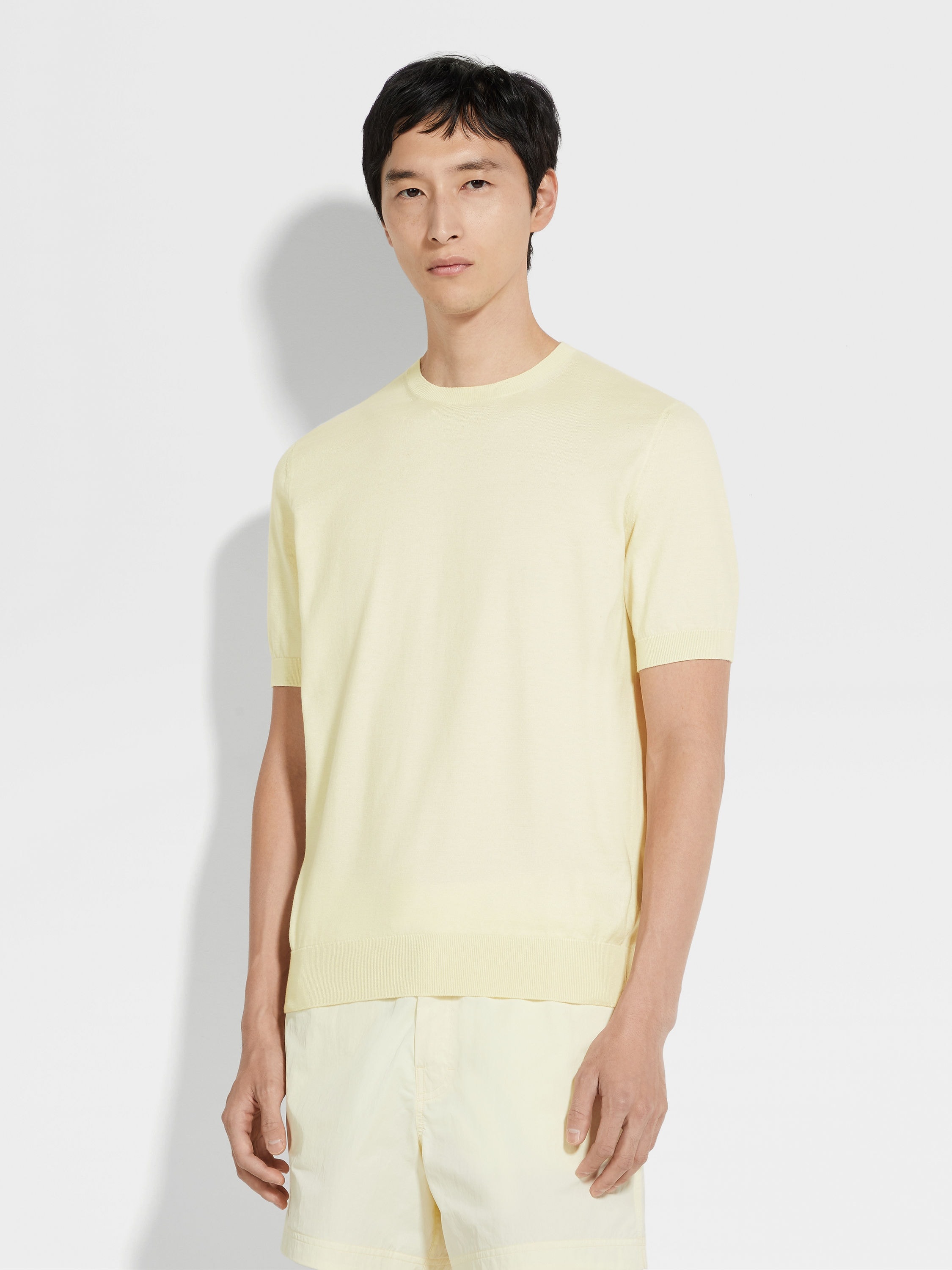 LIGHT YELLOW PREMIUM COTTON T-SHIRT - 4