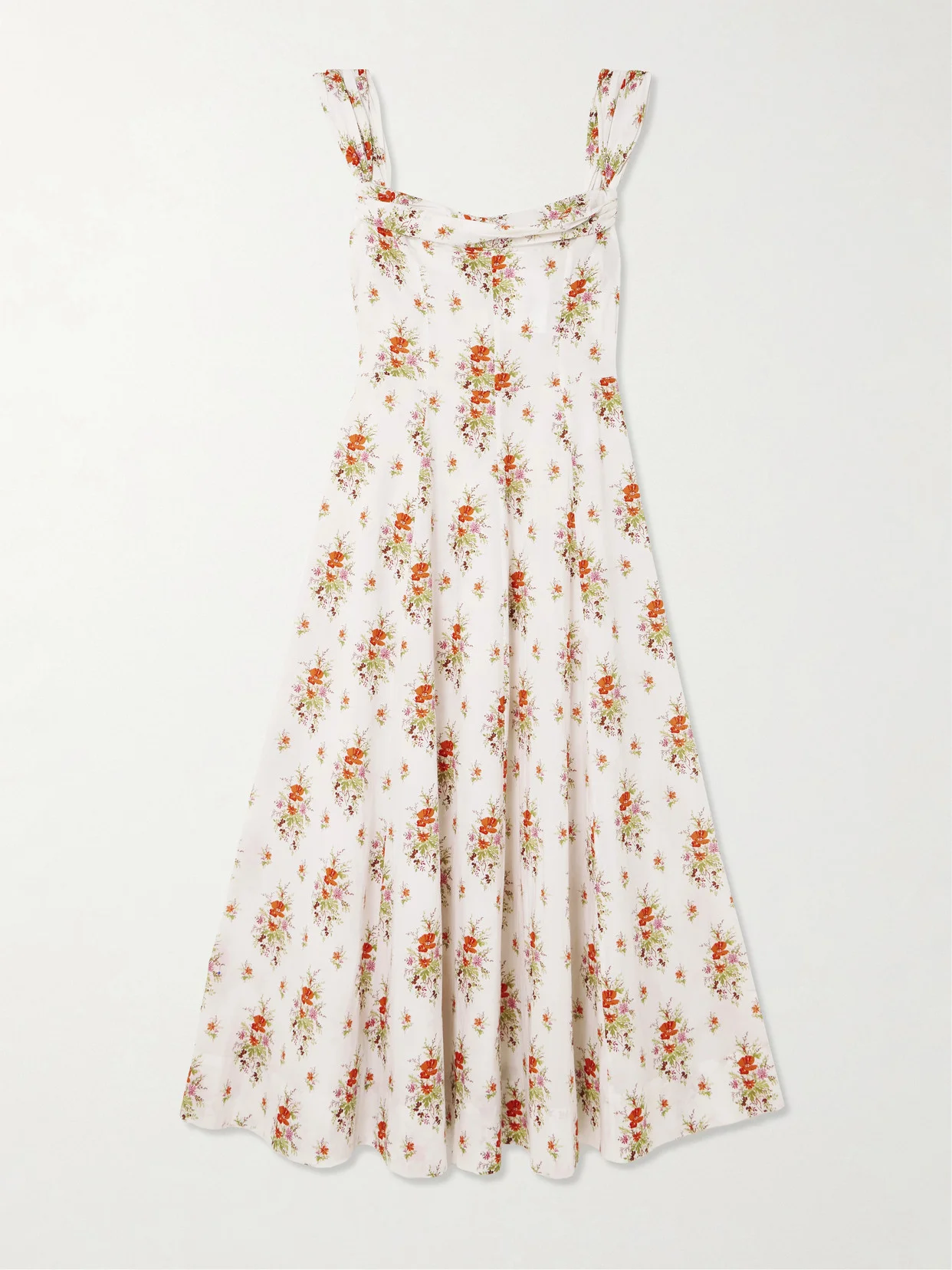 Clea Ruffled Floral-print Organic Cotton Midi Dress - 1