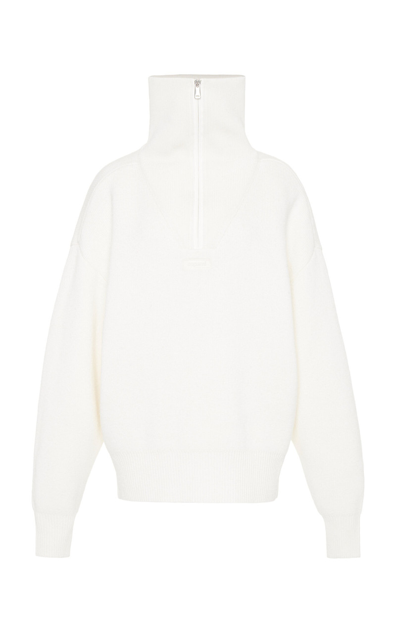Half-Zip Boxy Sweater white 1