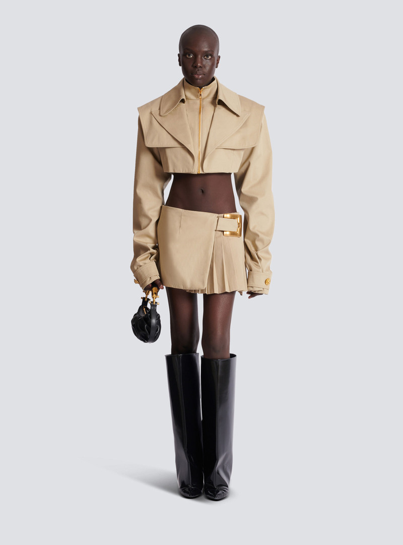 Balmain Short gabardine skirt with belt detail outlook