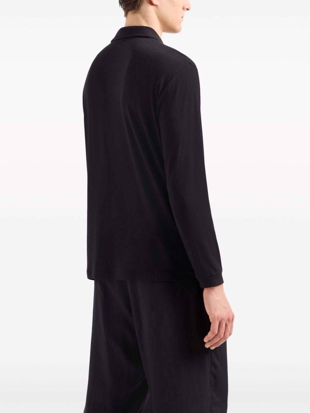 cotton-blend long-sleeved polo shirtc - 3