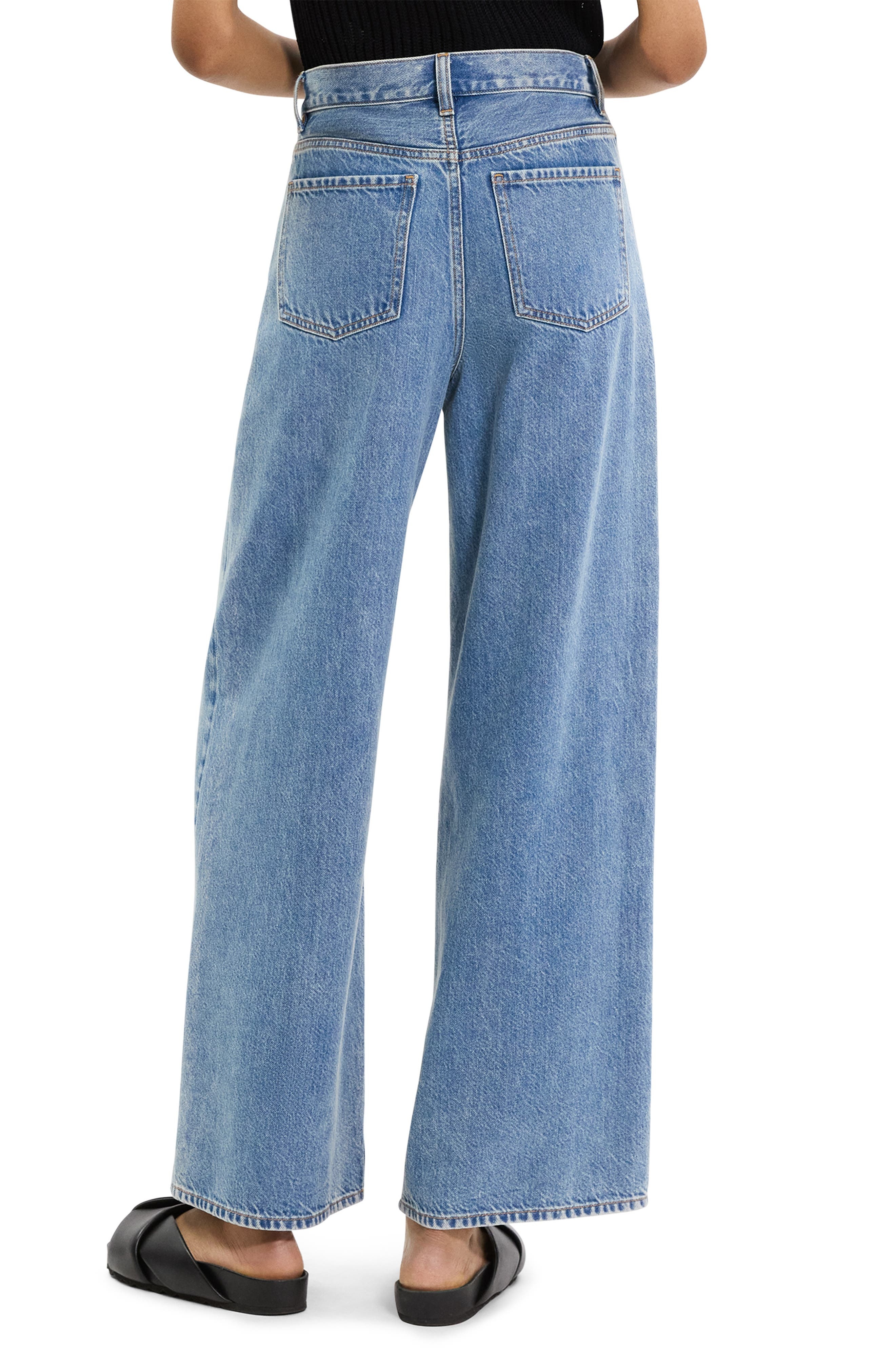 Theory Relaxed Fit High Waist Wide Leg Jeans in Ice Blue at Nordstrom - 2