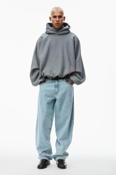 Alexander Wang raglan turtleneck hoodie in terry with apple puffed logo outlook