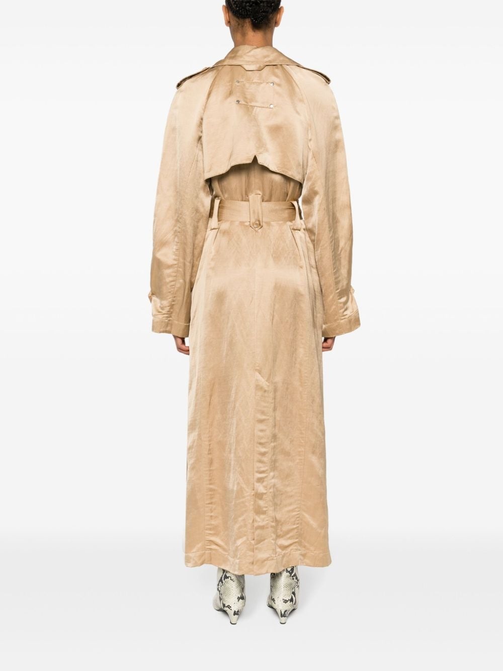 linen-blend trench coat - 4