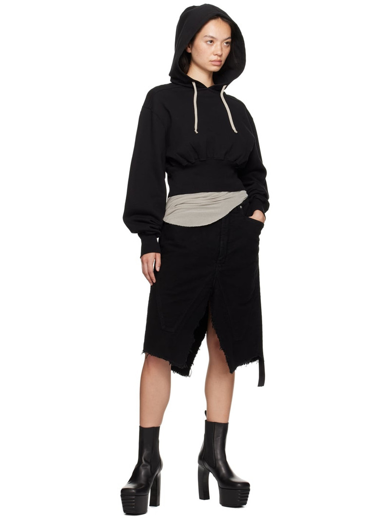 Rick Owens DRKSHDW Black Slivered Midi Skirt outlook