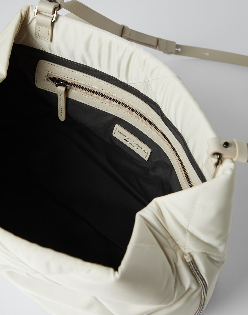 Matelassé nylon bag with shiny trim 5