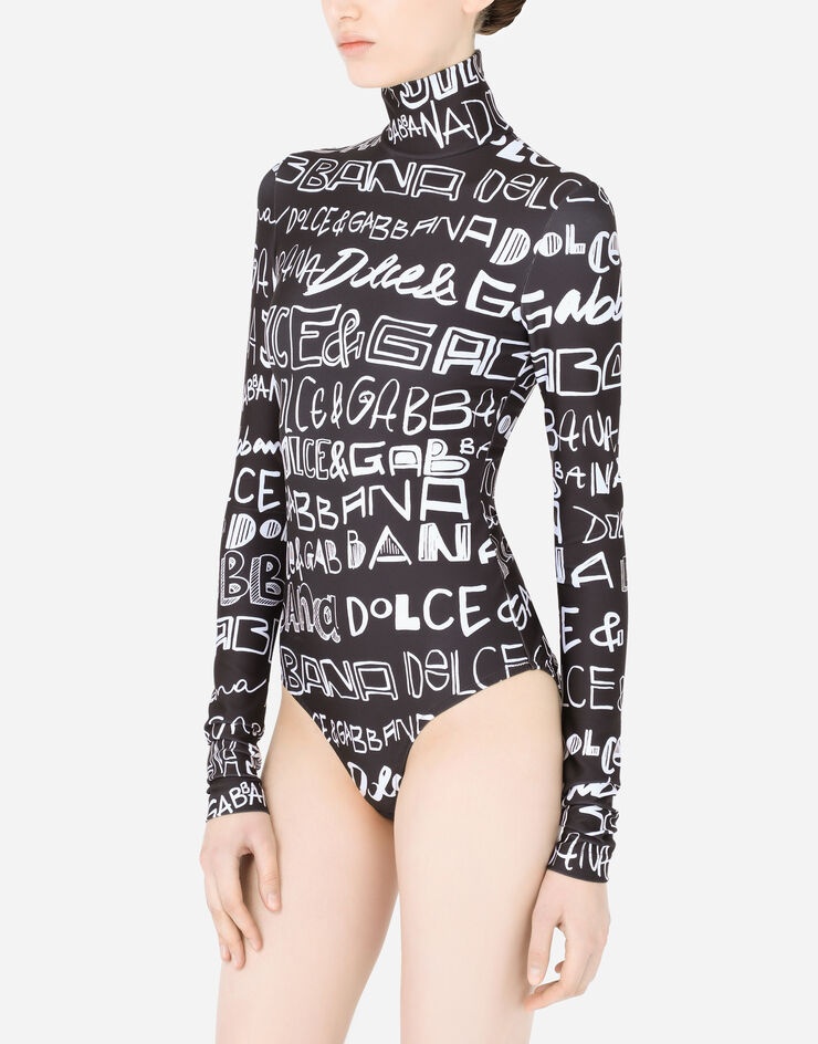 Spandex jersey bodysuit with DG graffiti print - 4