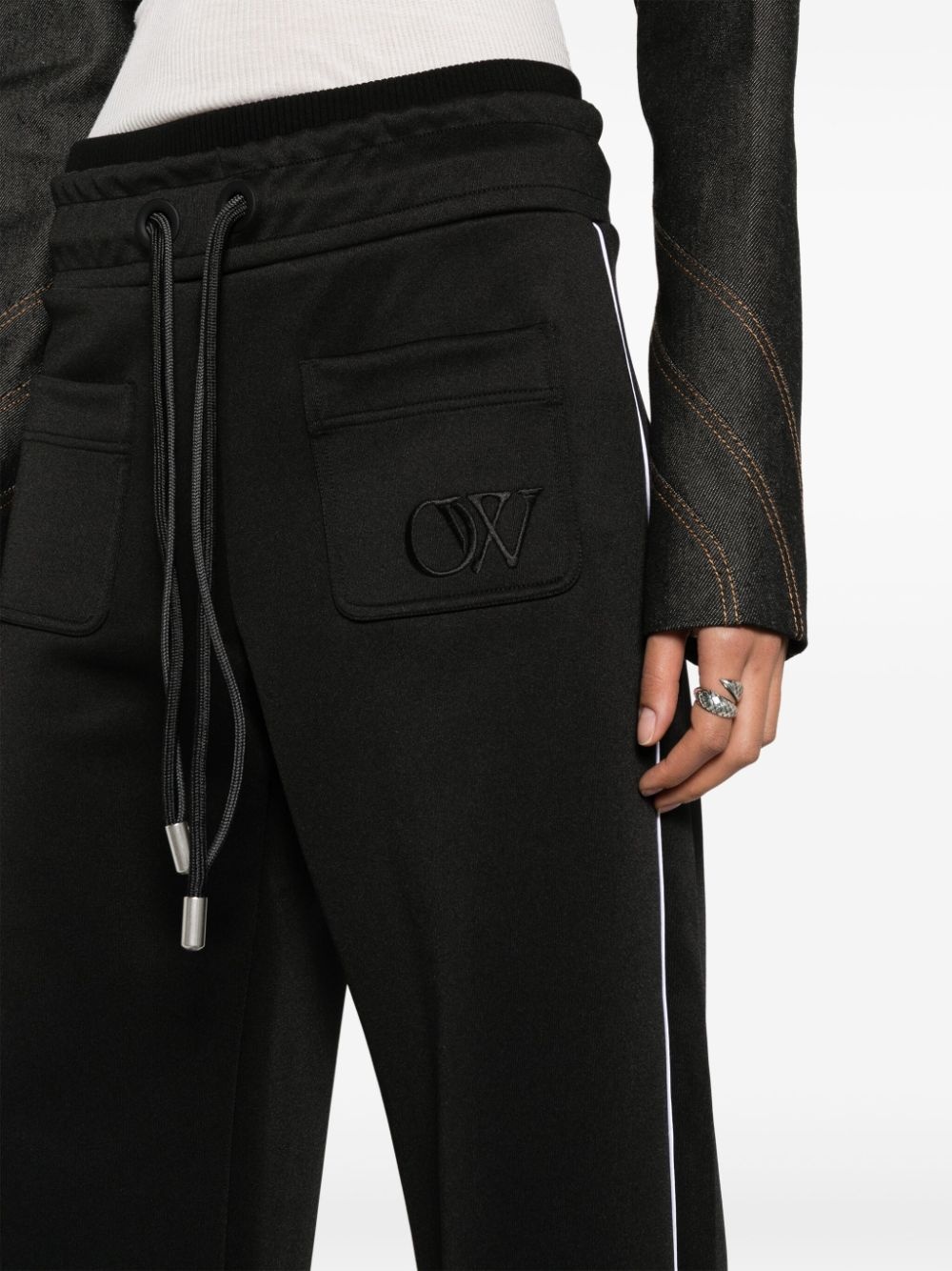 elasticated-waist cotton track pants - 5