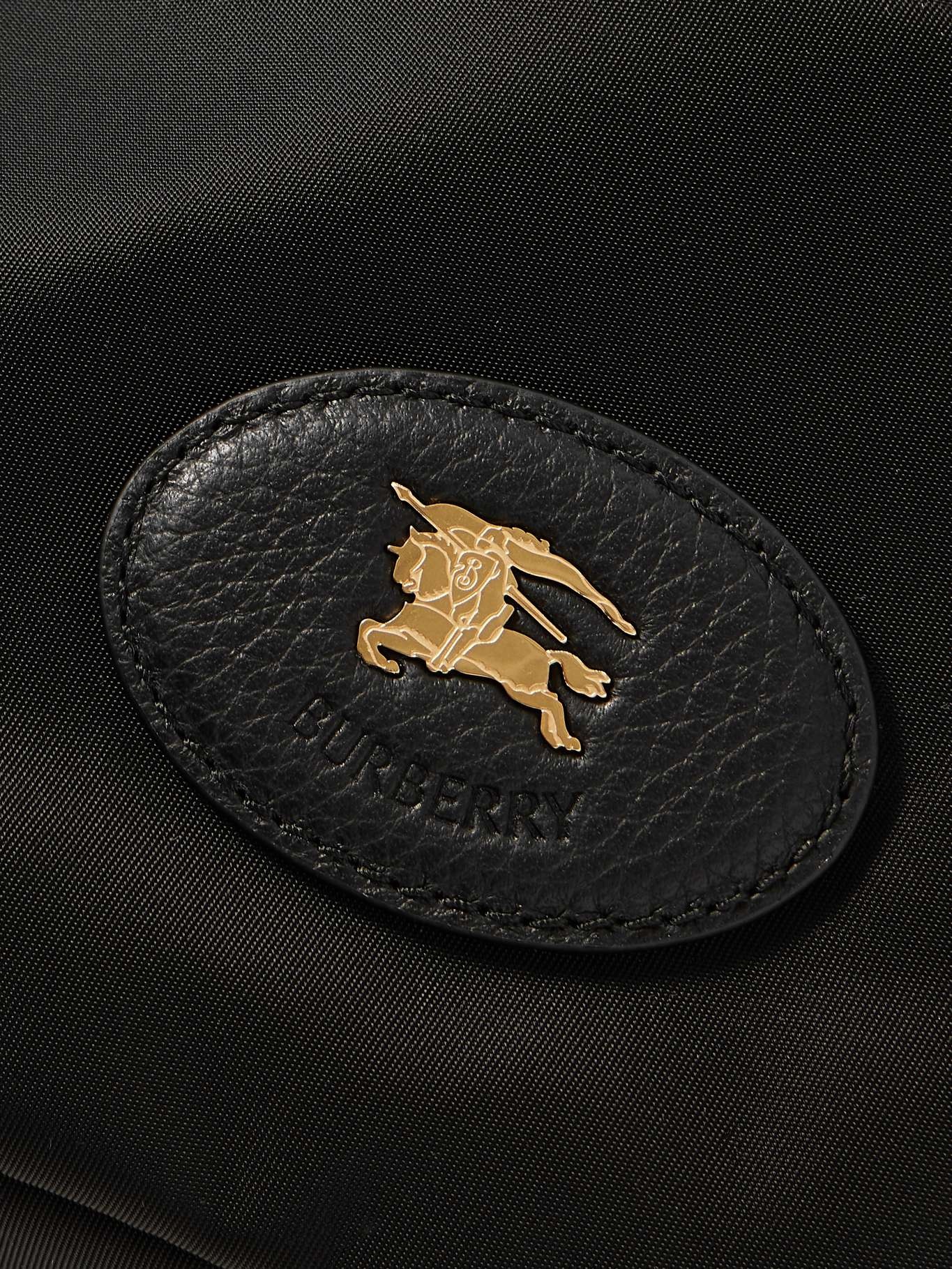 Reversible leather-trimmed shell pouch Black - 4