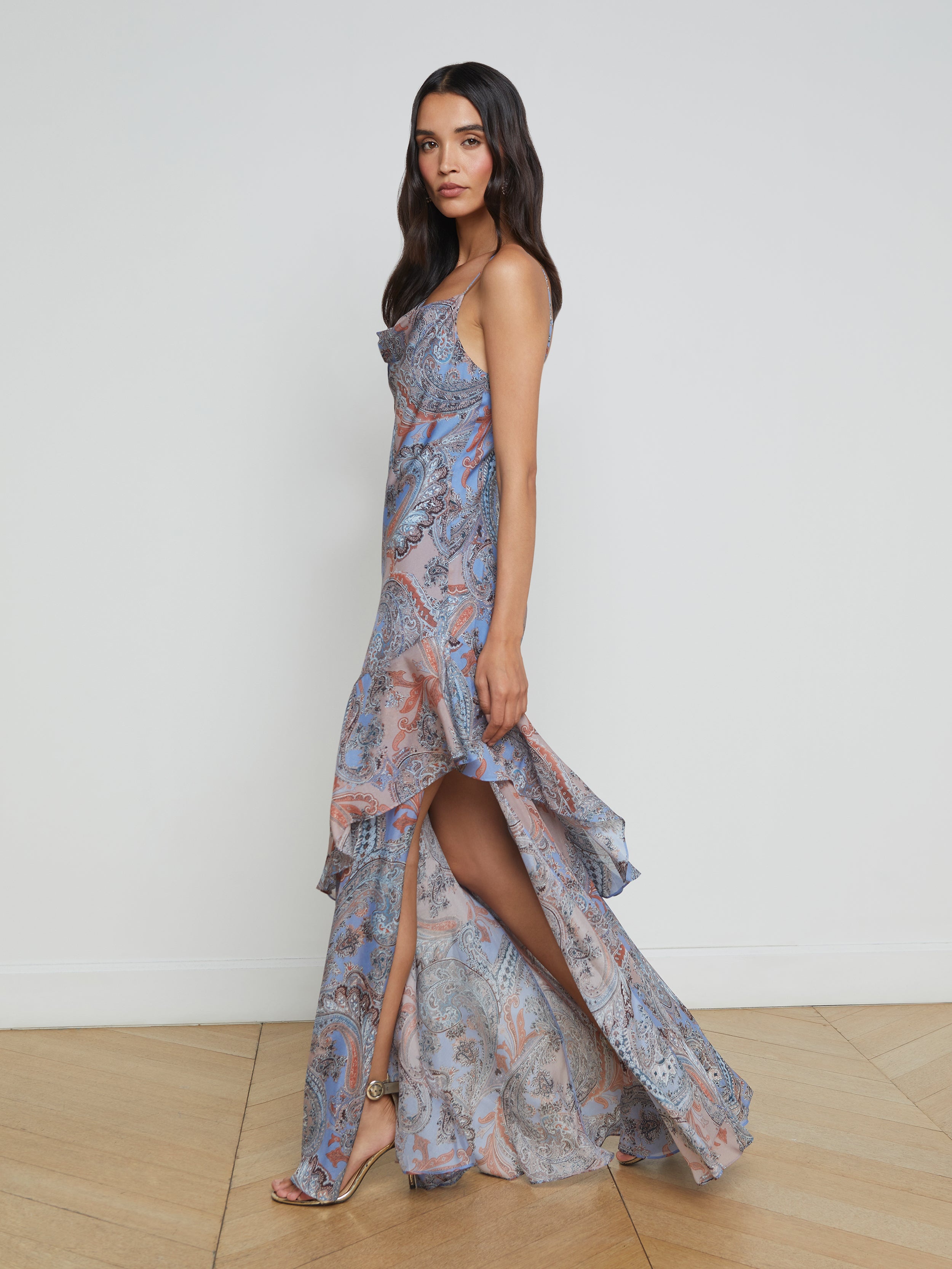 Viola Silk Cowl-Neck Gown - 3