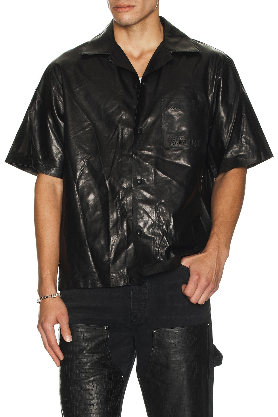 Lightweight Leather Camp Shirt - 4