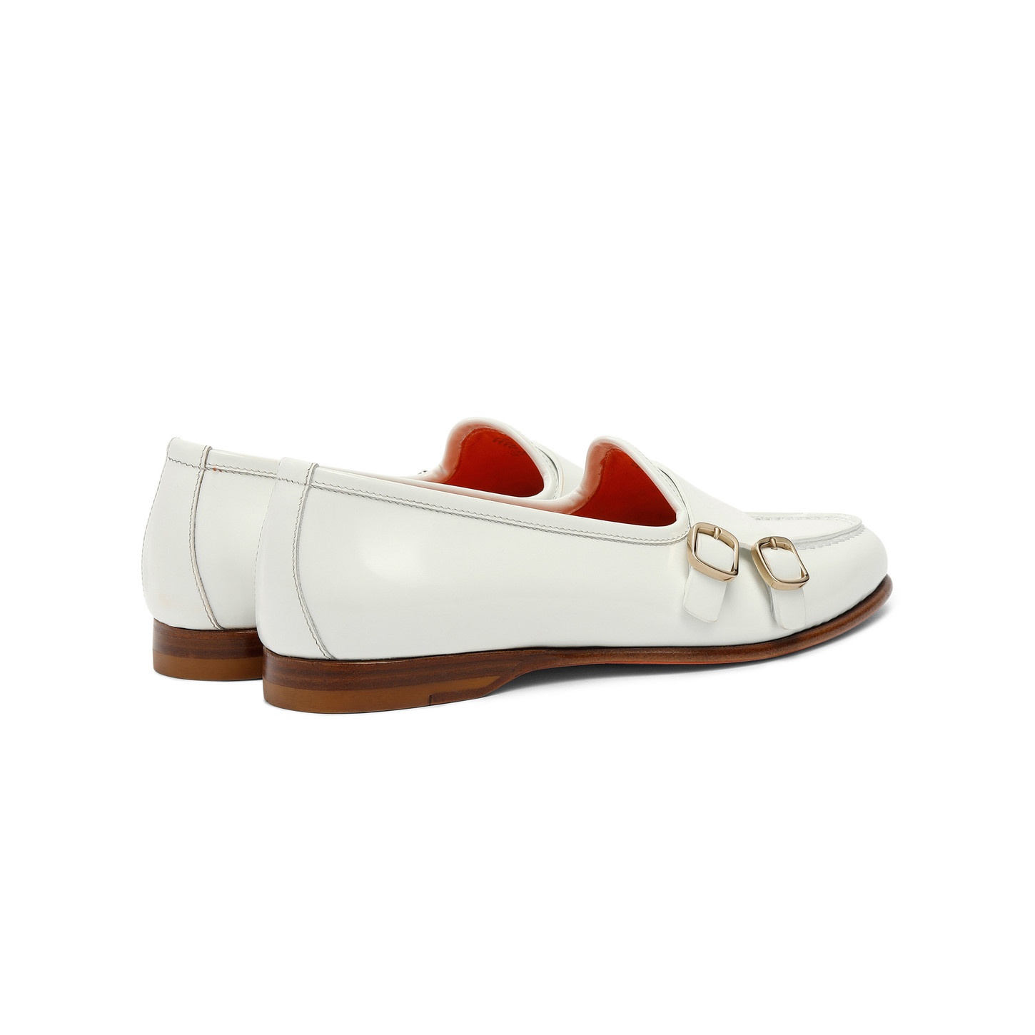 Women's white leather Andrea double-buckle loafer - 4