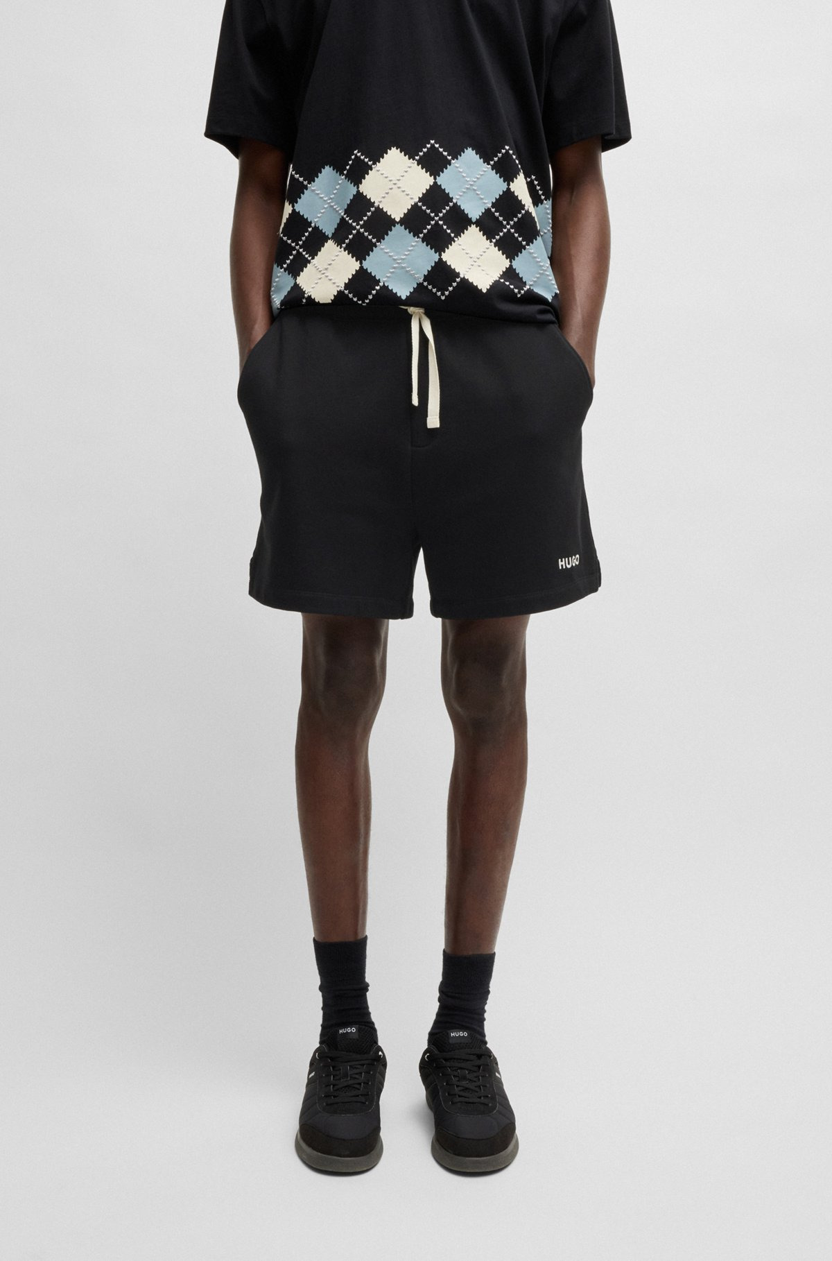 COTTON-TERRY SHORTS WITH CONTRAST LOGO - 2