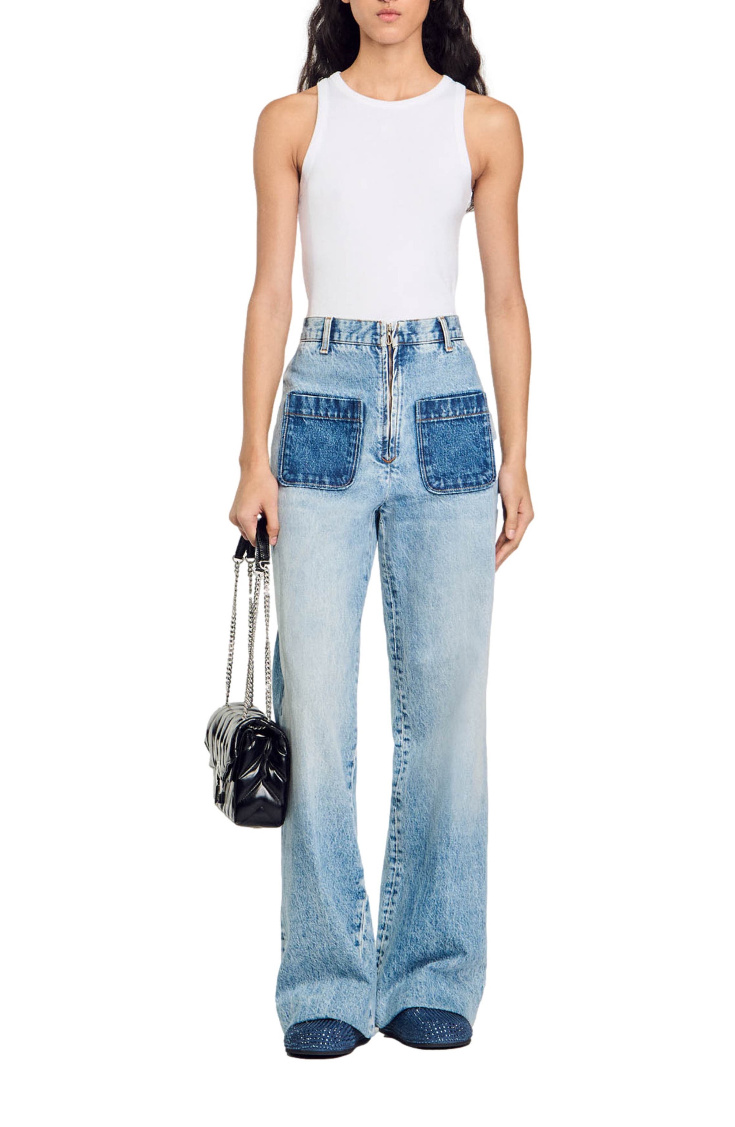 SANDRO High-rise jeans in Light Bu Jean at Nordstrom - 5