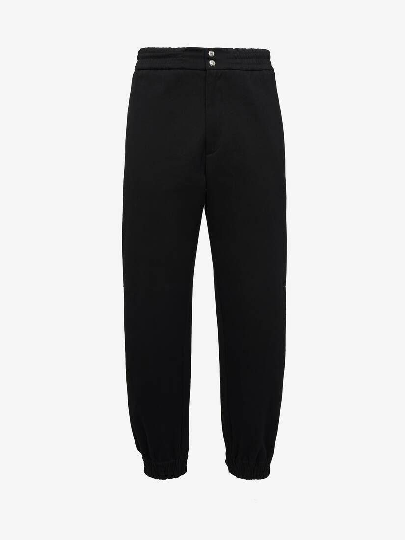 Men's Press Stud Cargo Trousers in Black - 1