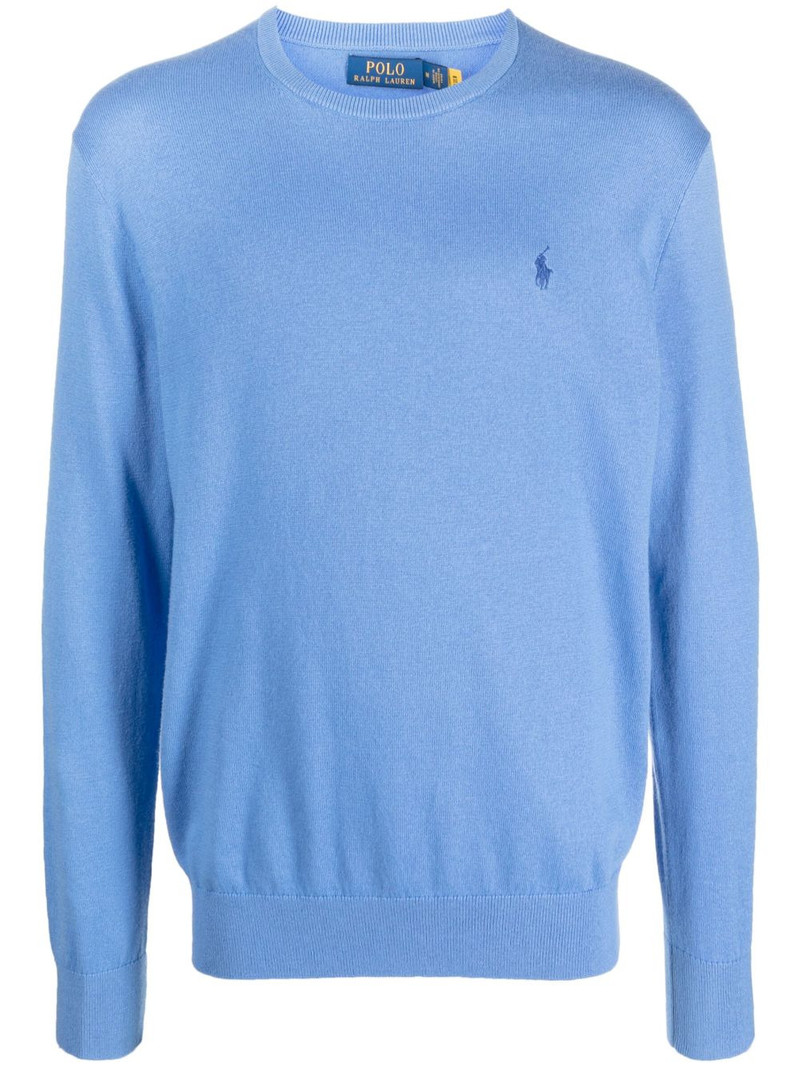 logo-embroidered cotton-blend jumper 1