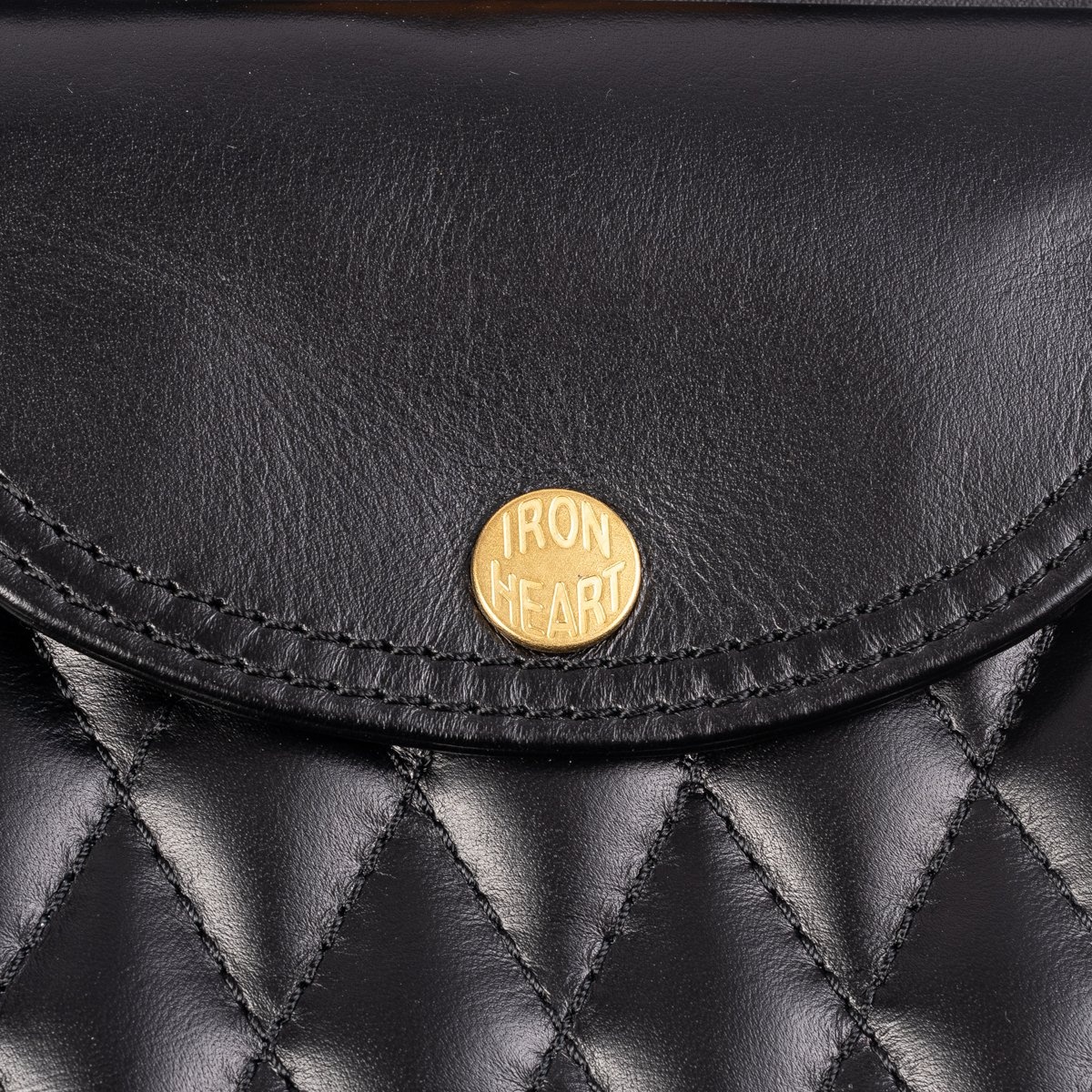 IHE-40-BLK Rectangular Leather Diamond Stitched Shoulder Bag - Black - 10