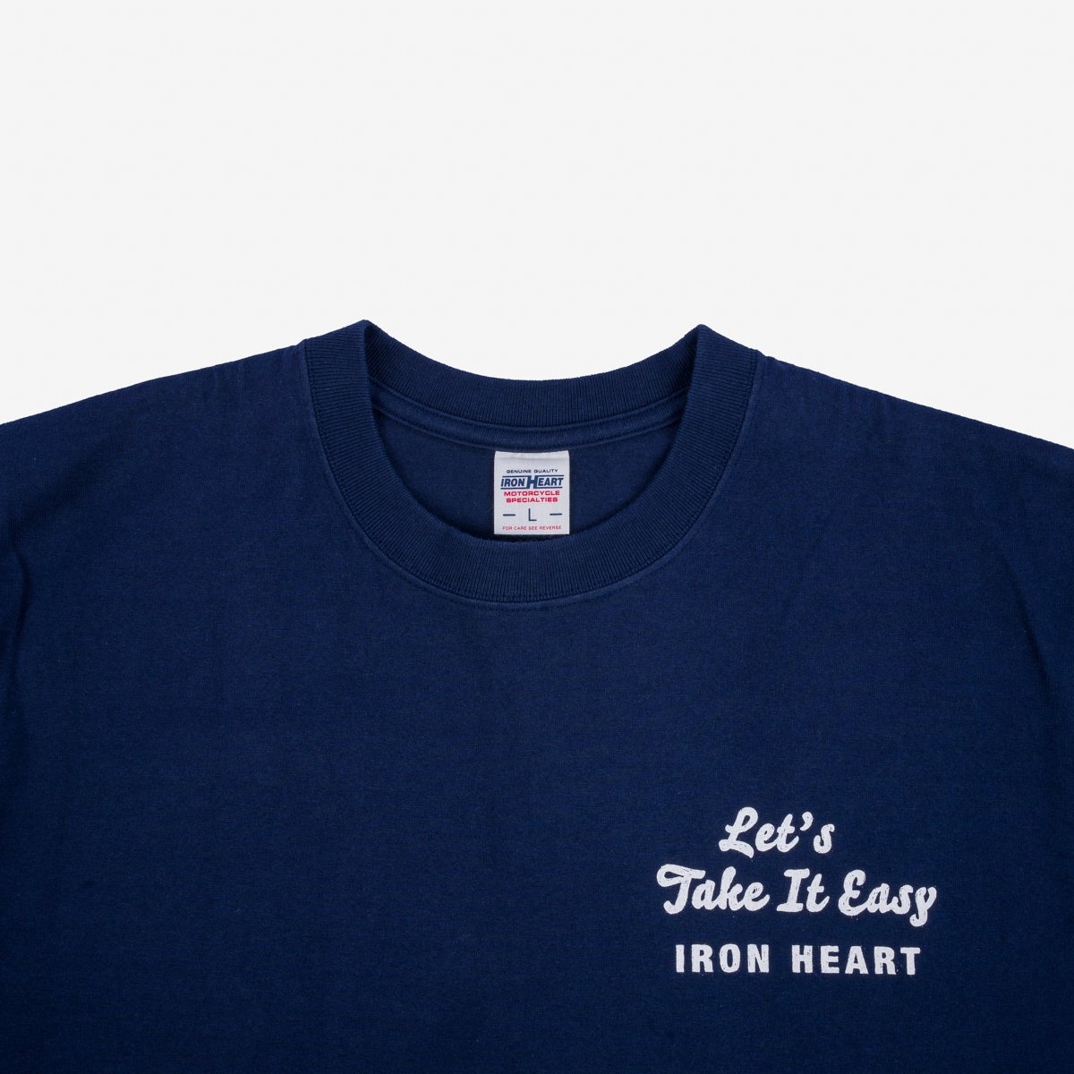 IHT-2404-NAV 7.5oz Printed Loopwheel Crew Neck T-Shirt - Navy - 7