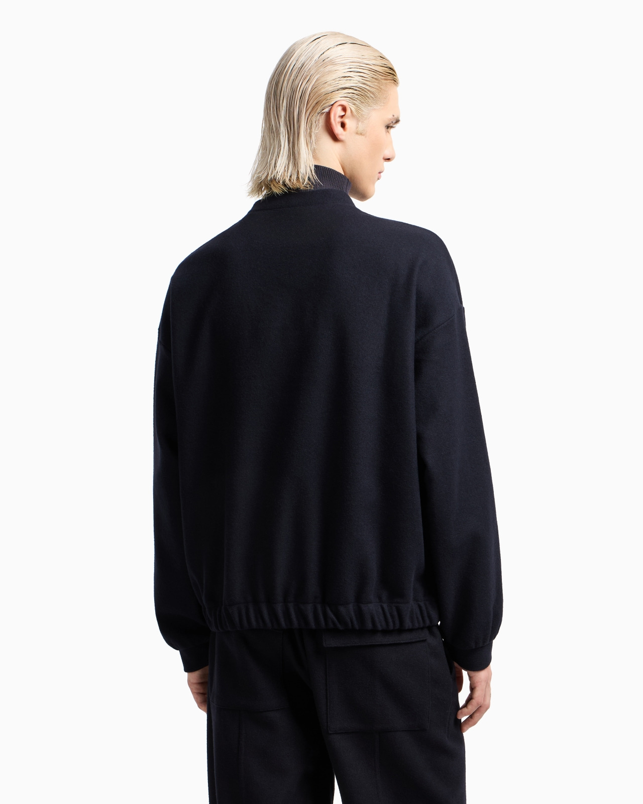 WOOL CLOTH SWEATSHIRT WITH KNIT MOCK NECK - 3