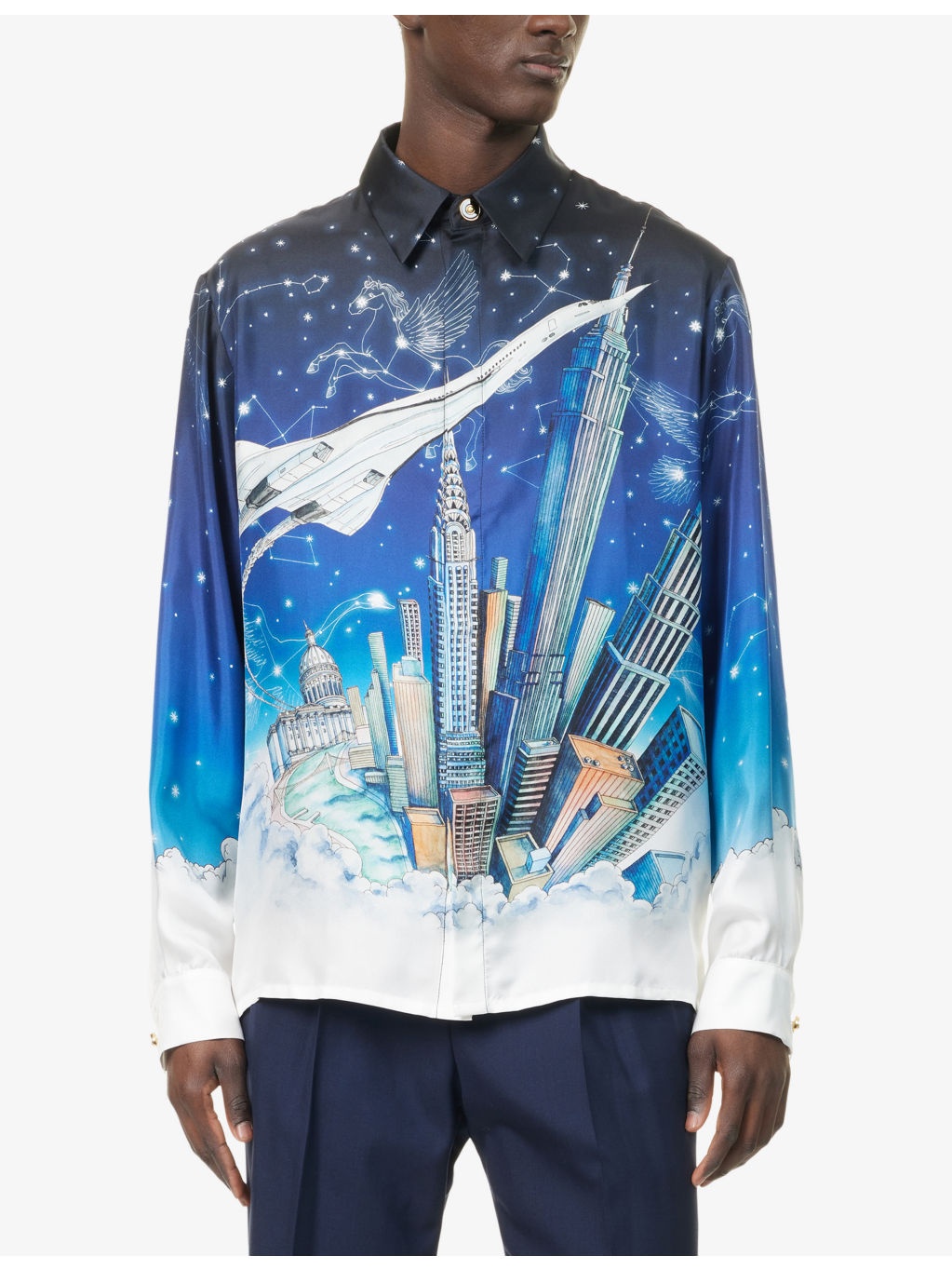 Vol de Nuit Classic Long-Sleeve Silk Shirt - 3