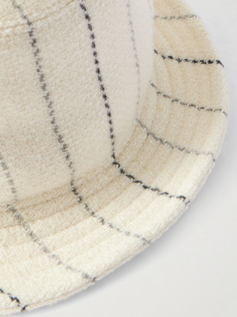 GABRIELA HEARST Kiran striped cashmere and wool-blend bucket hat Ivory outlook