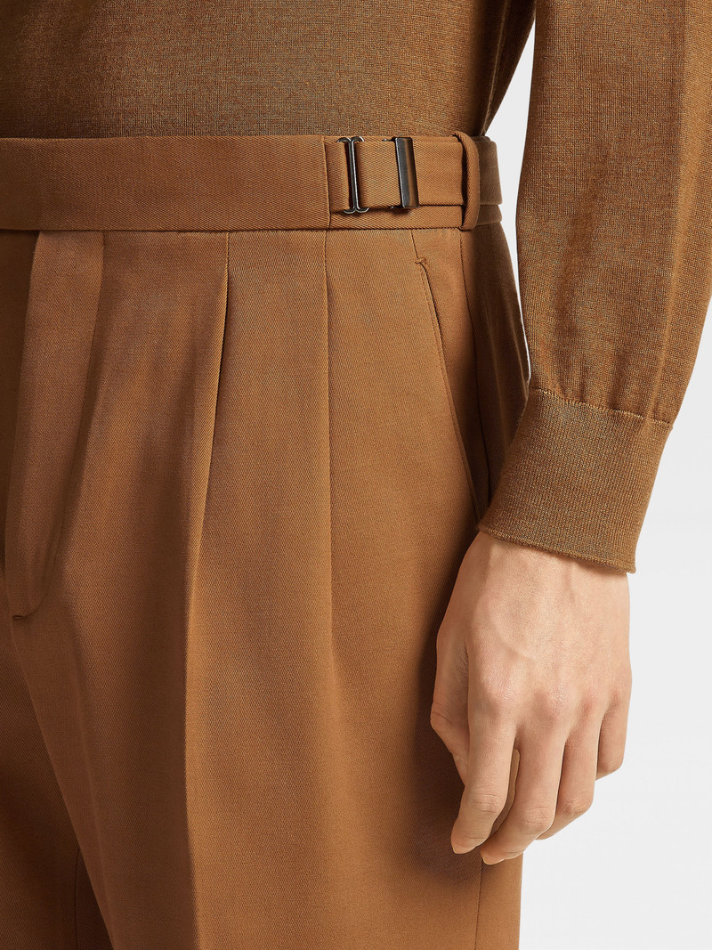 DARK FOLIAGE COTTON AND WOOL PANTS 5
