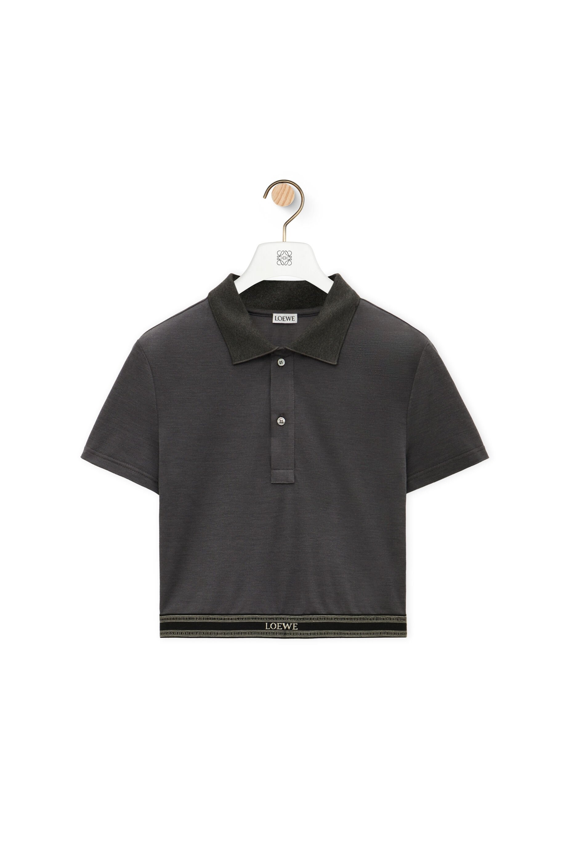 Cropped polo in silk and cotton - 1