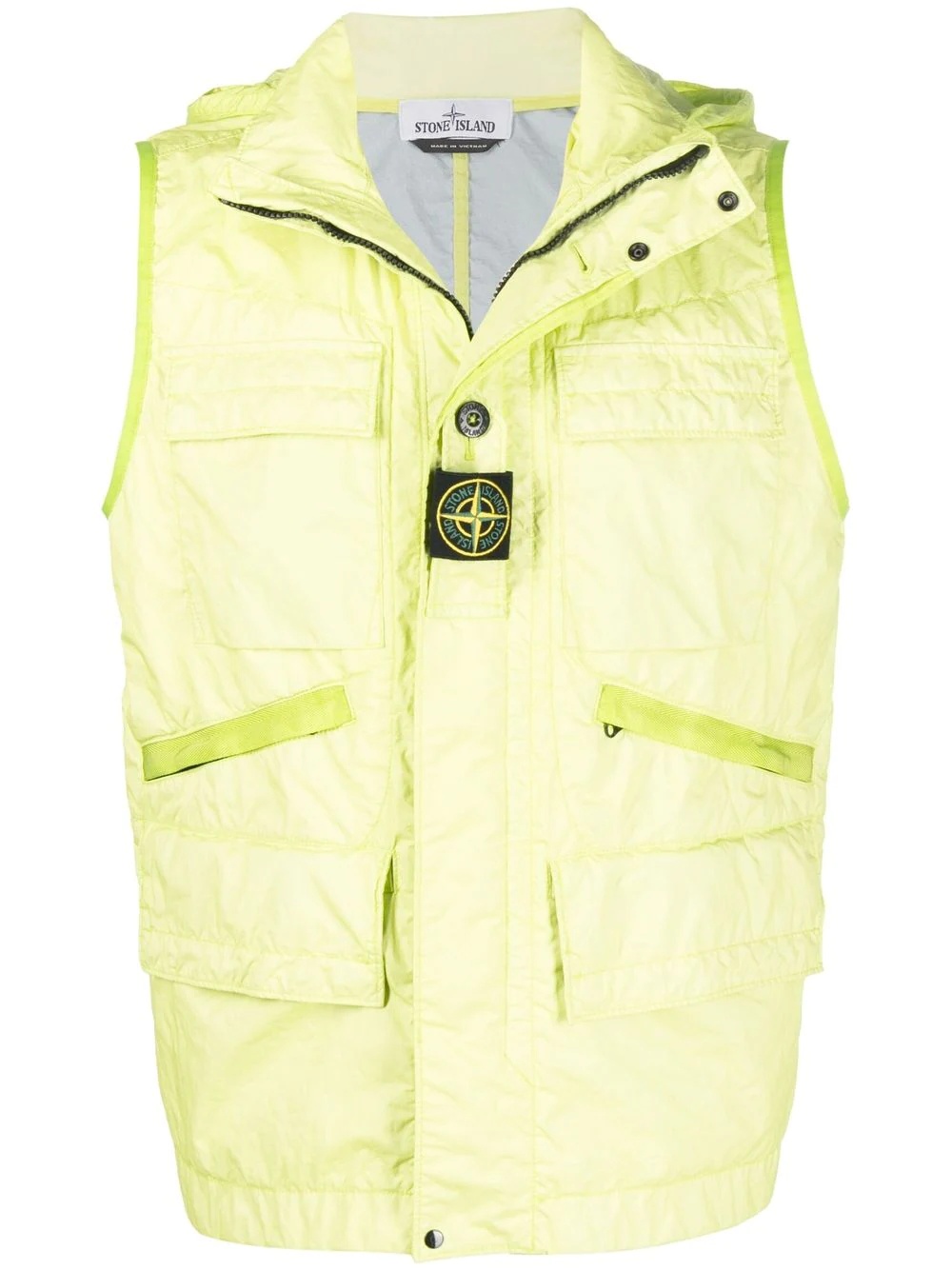 logo-patch crinkle-effect gilet - 1