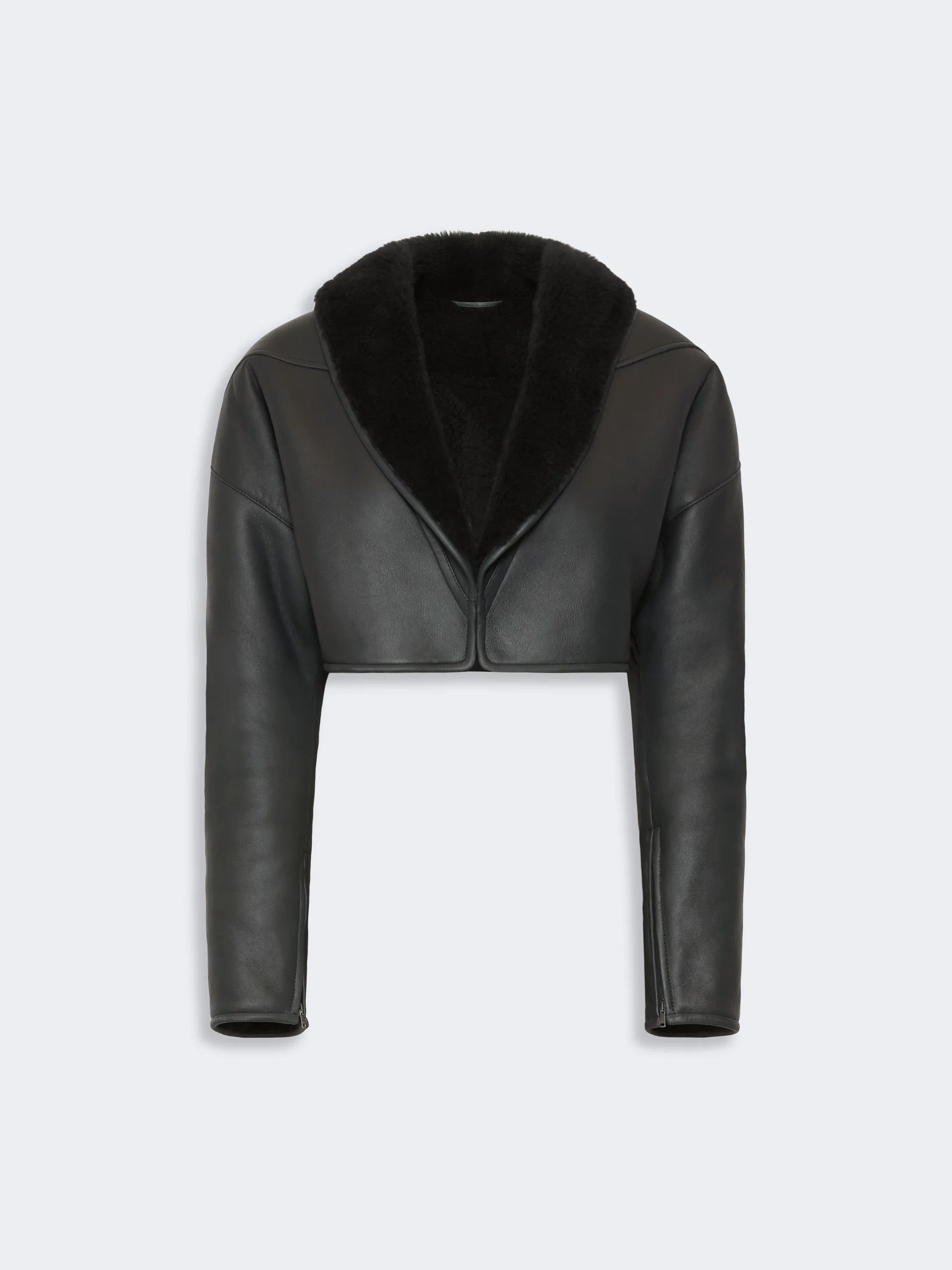 GIGANTE Cropped sheepskin jacket - DARK GREY - 1