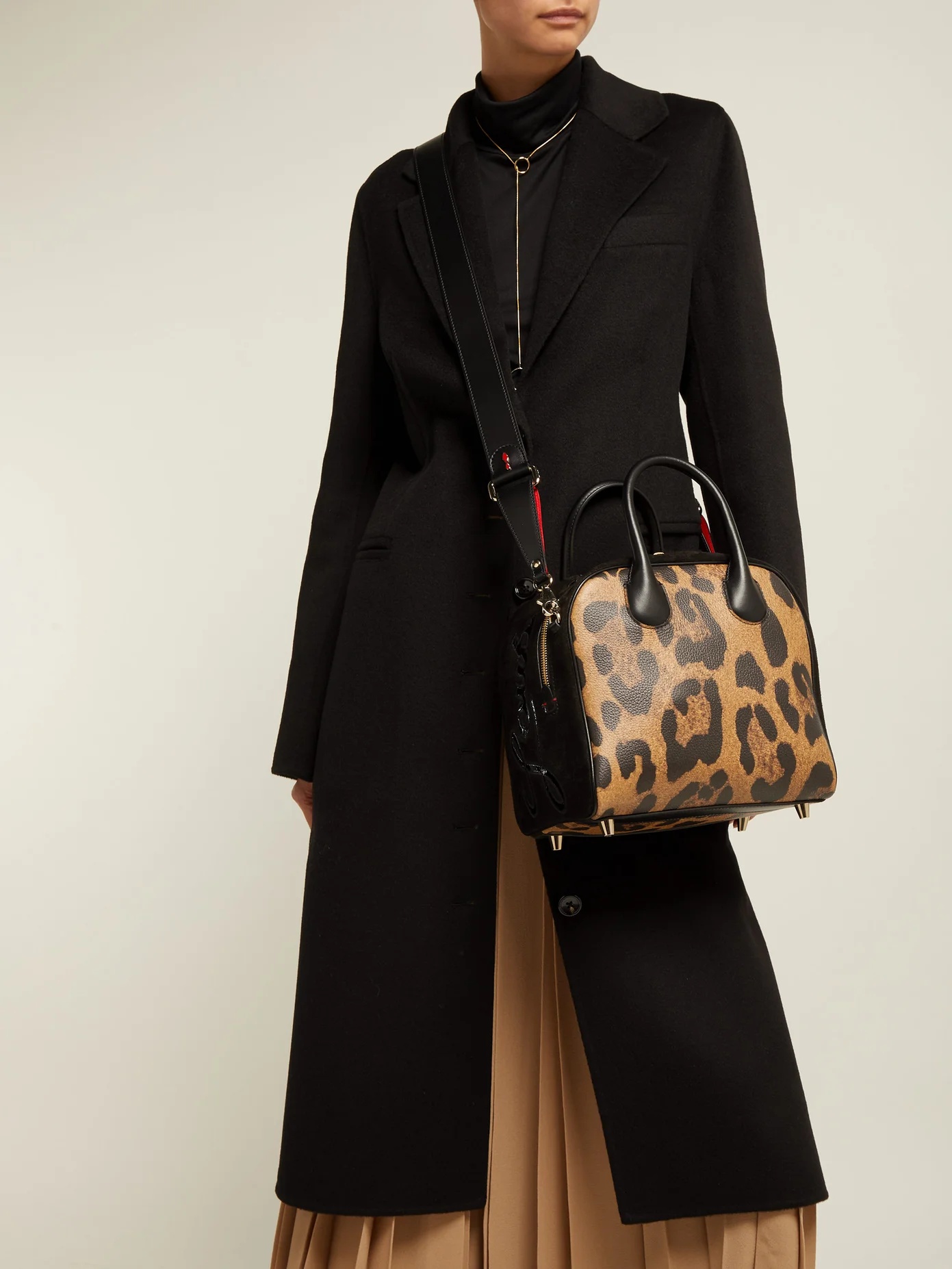 Marie Jane leopard-print leather and suede bag - 2