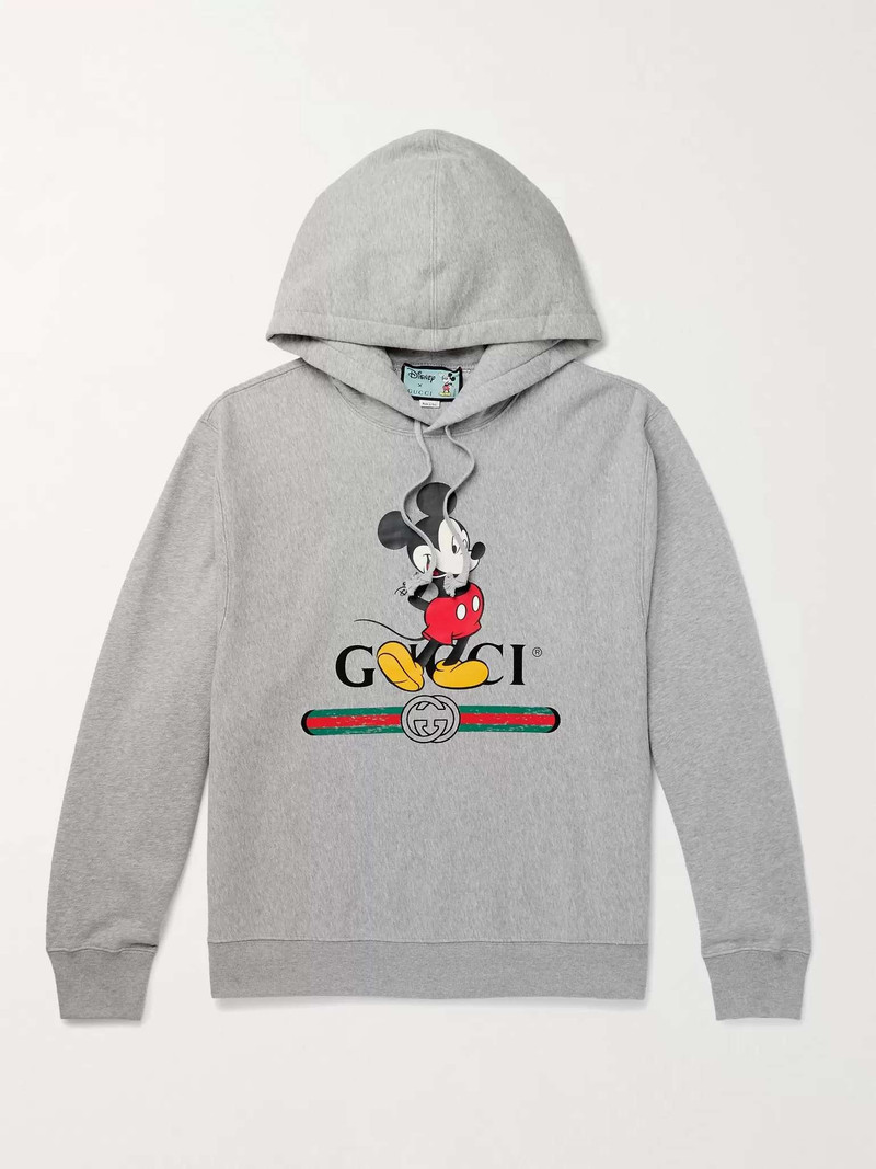 + Disney Logo-Print Mélange Loopback Cotton-Jersey Hoodie - 1
