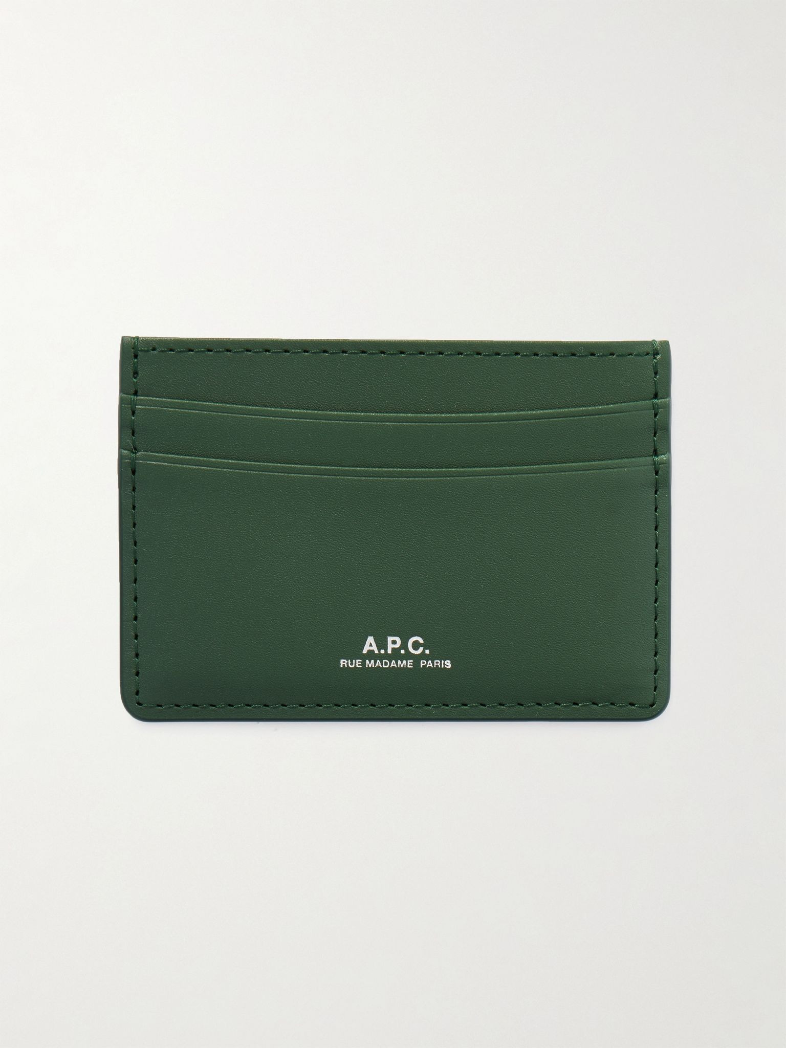 Andre Logo-Print Leather Cardholder Green - 1