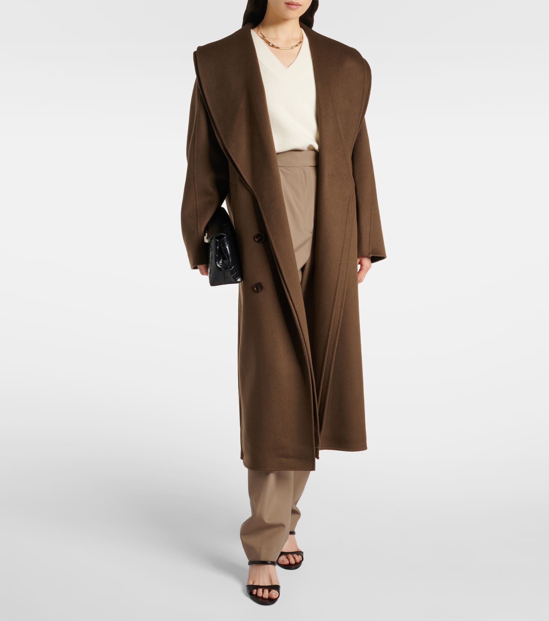 Scarf-detail wool coat - 2