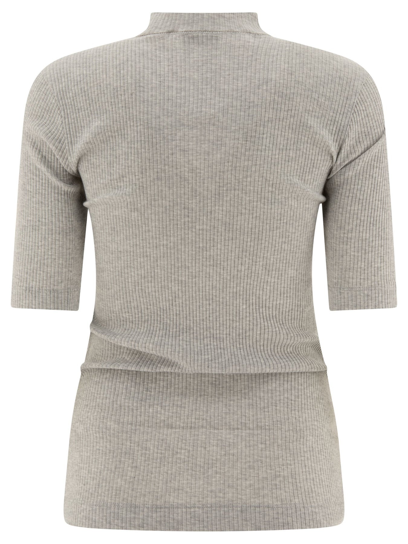 Ribbed T-Shirt With Monili T-Shirts Grey - 2