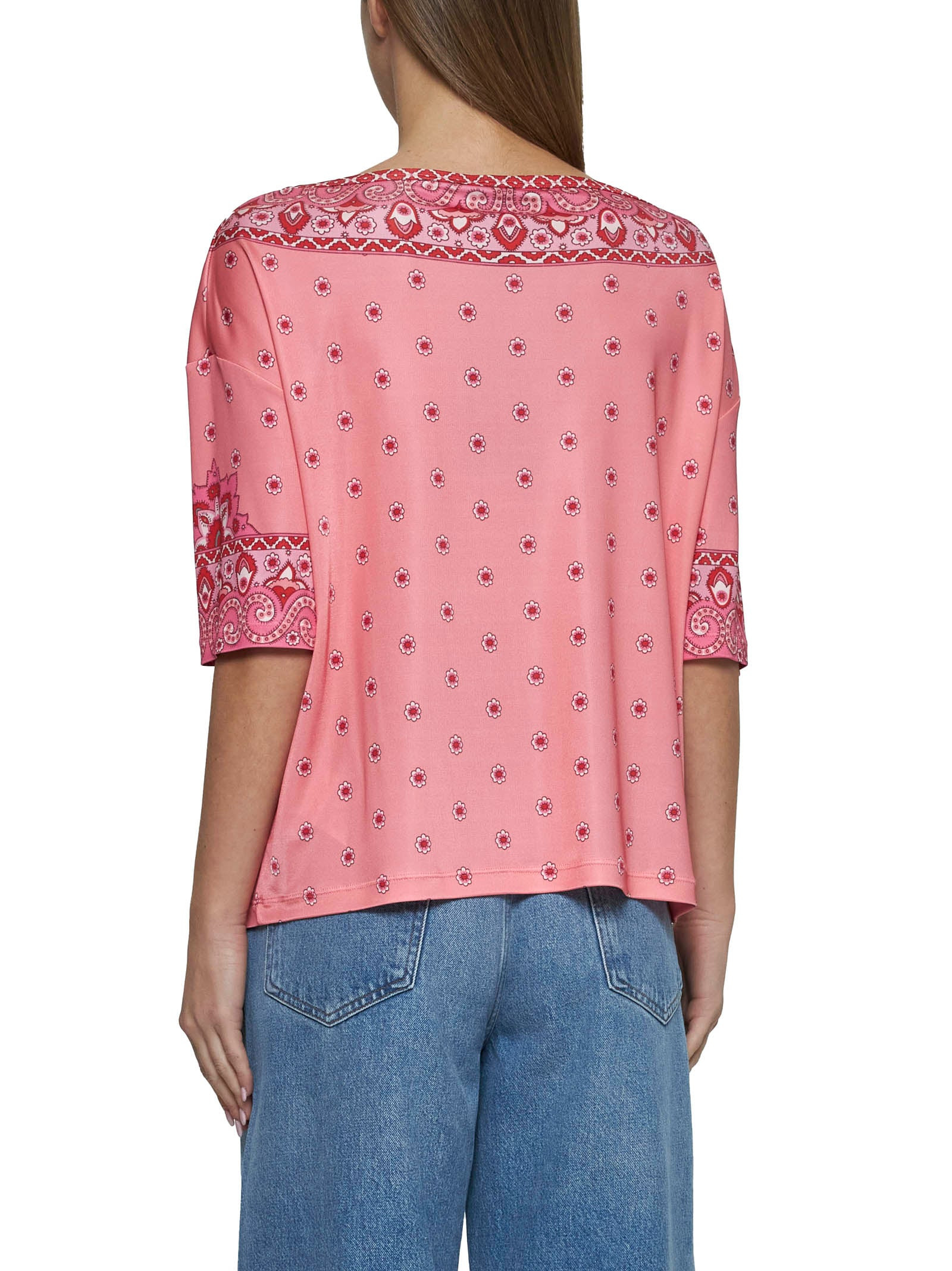 Pink Paisley print stretch jersey top - 4