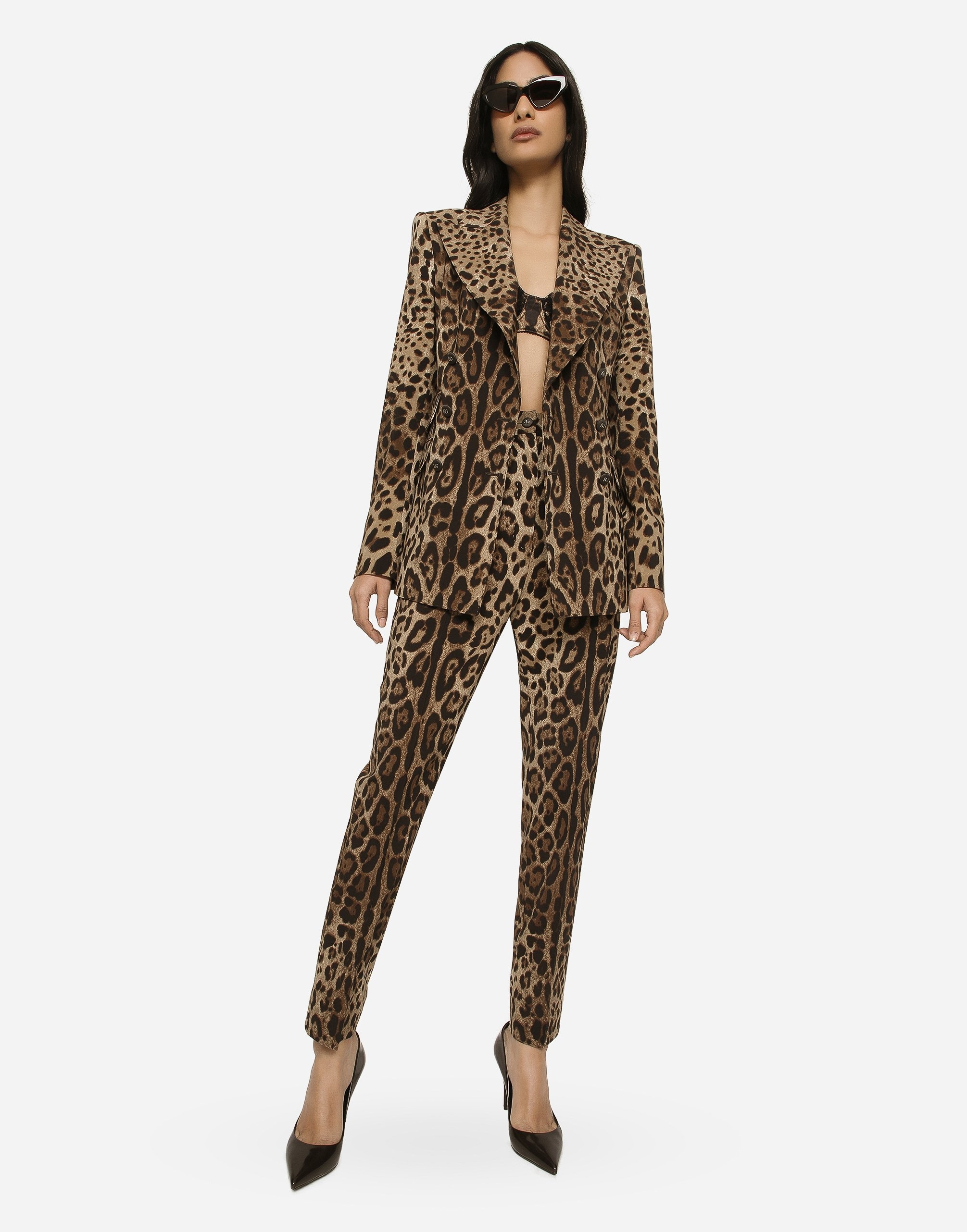 High-waisted pants in leopard-print wool - 2