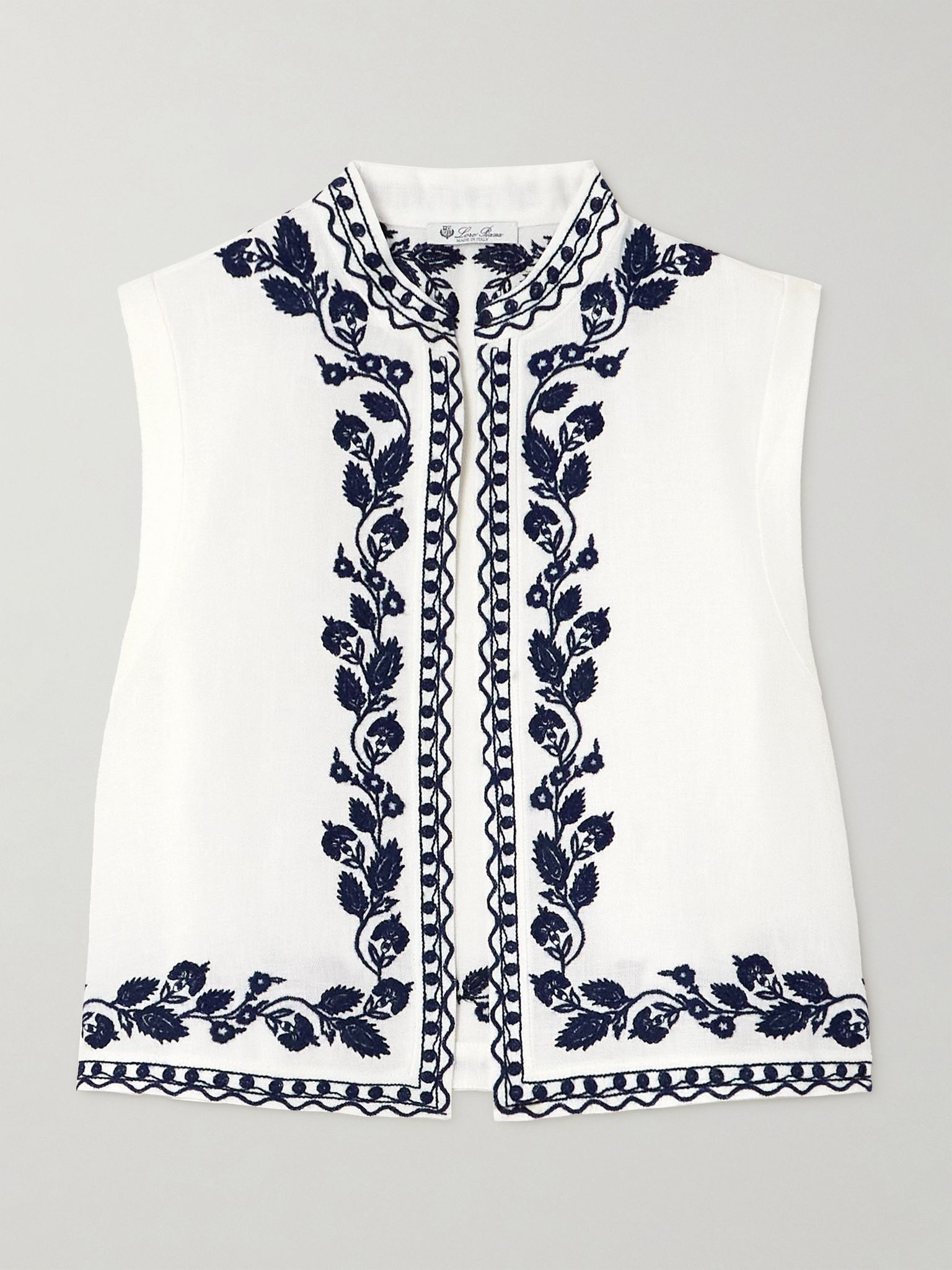 Dabney embroidered linen vest White - 1