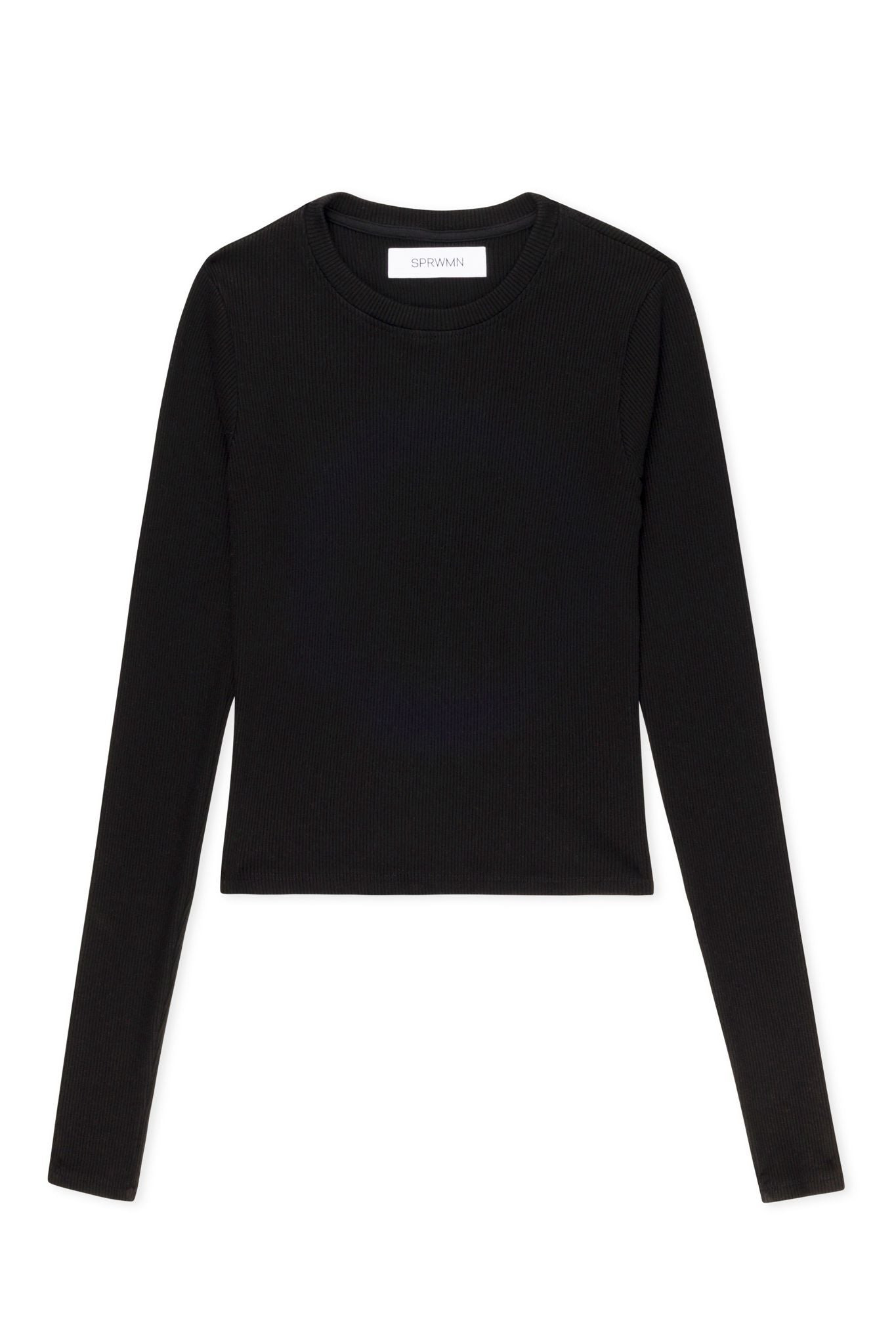 BLACK RIB CROPPED LONG SLEEVE TEE - 5