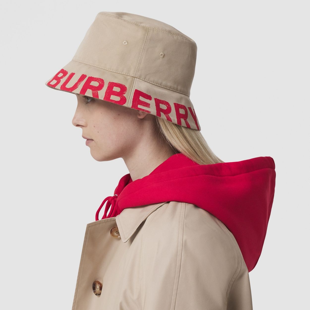 Reversible Logo Print Cotton Gabardine Bucket Hat - 6