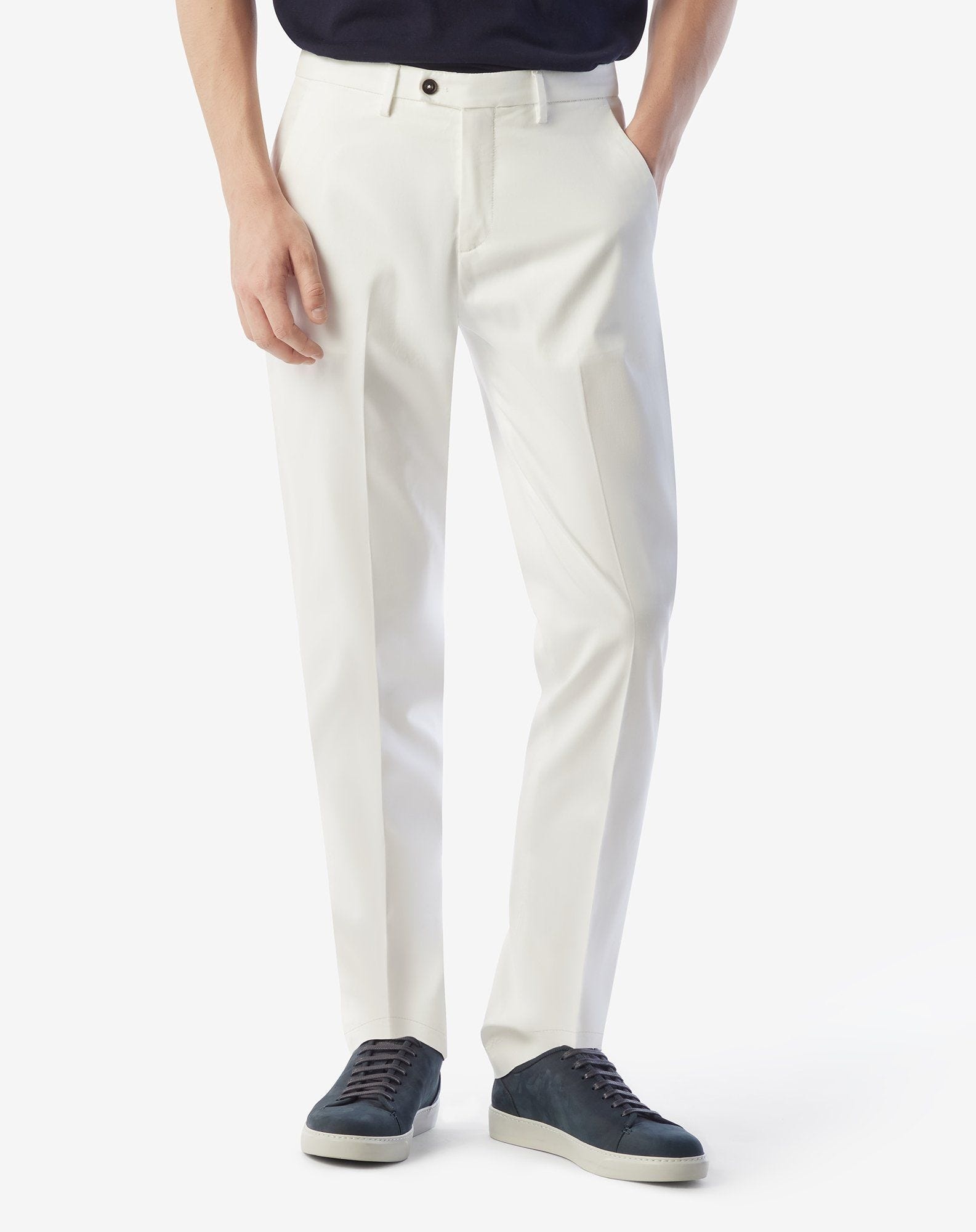 White stretch gabardine chinos - 2