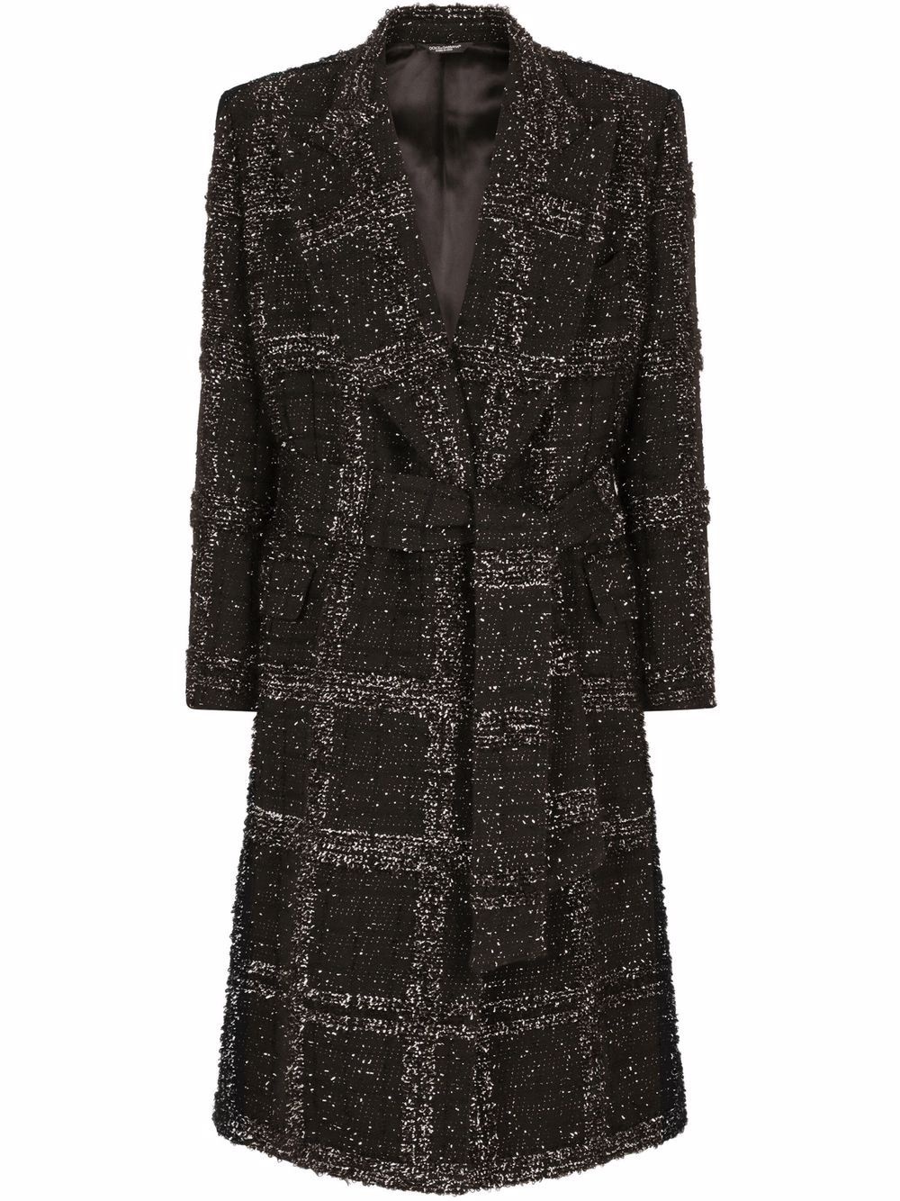 check-print wrap coat - 1