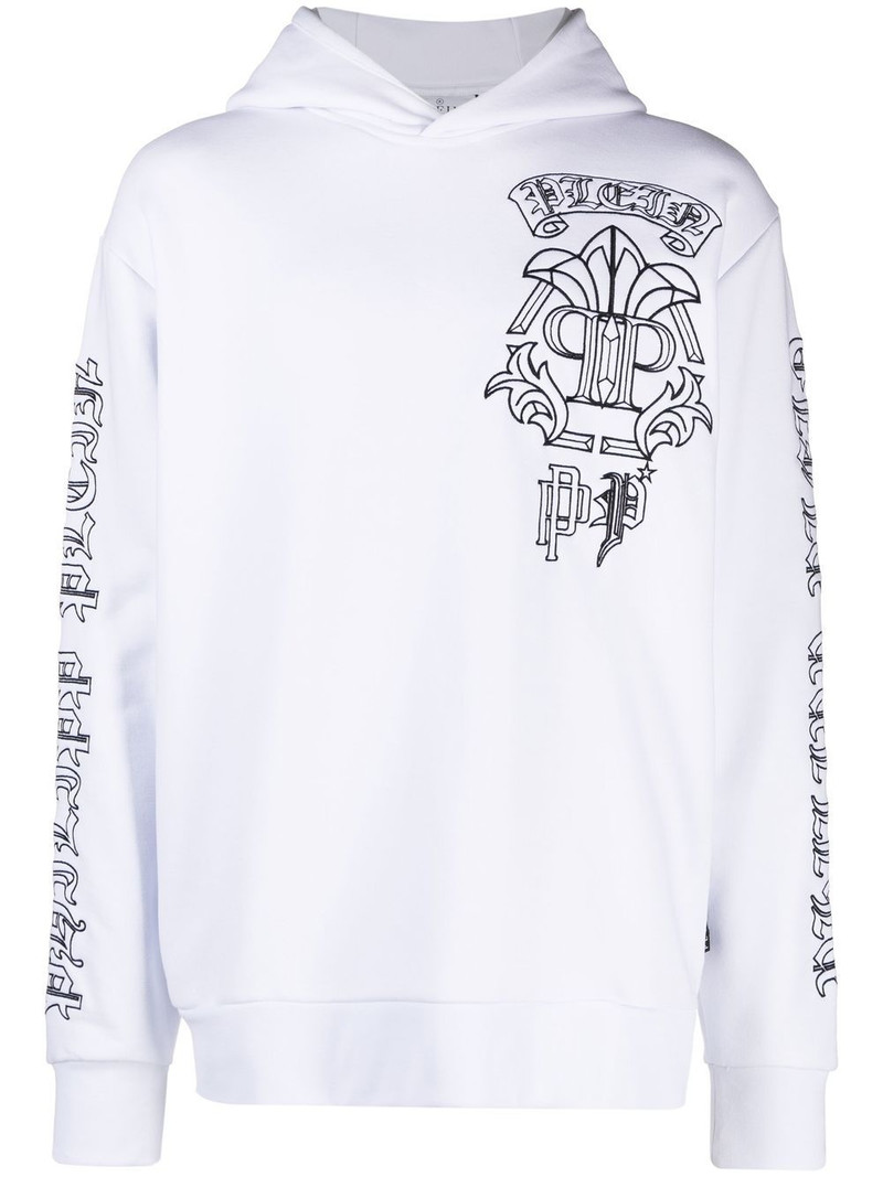 skull-print logo-embroidered hoodie 1