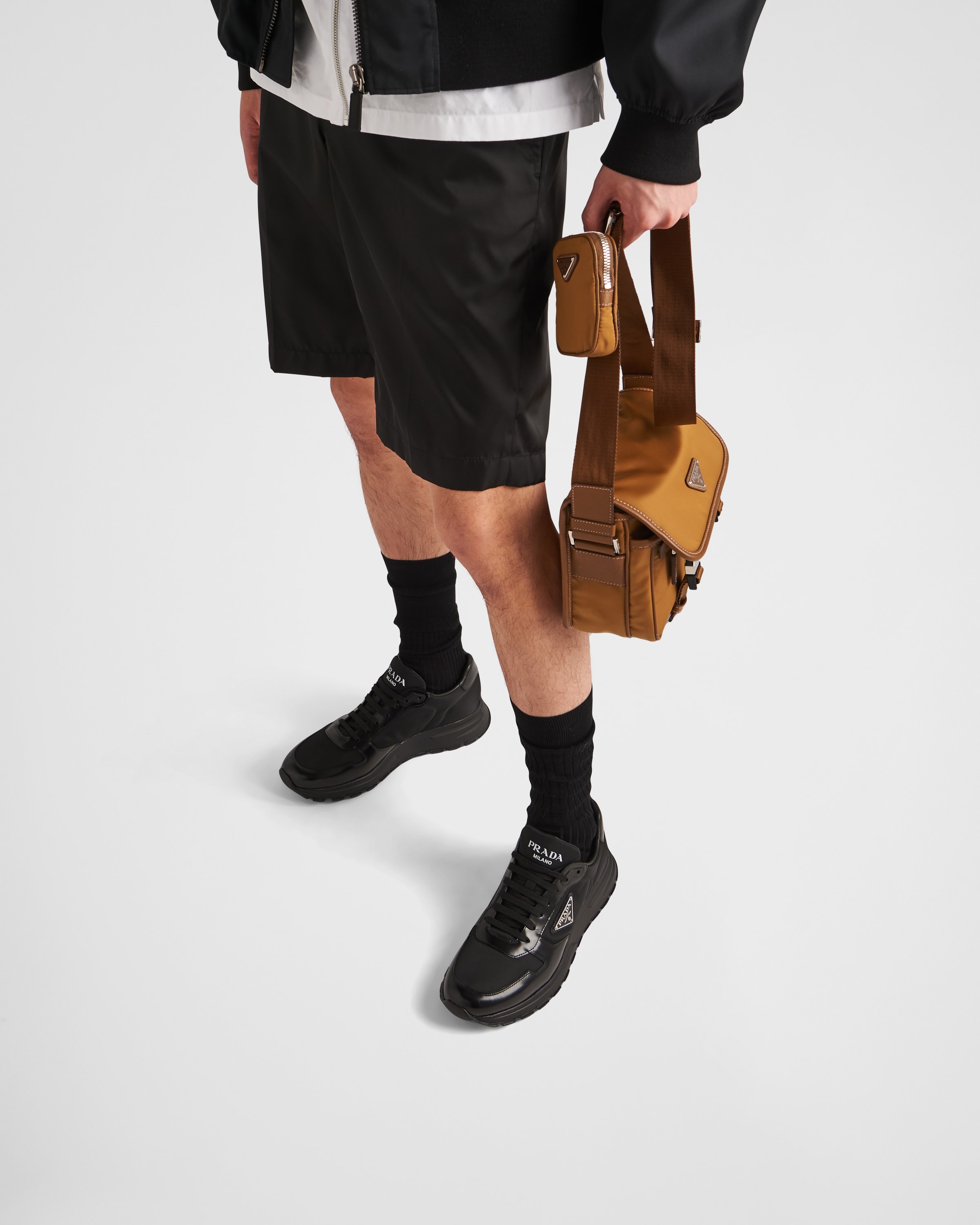 Prada Prada Re-Nylon and brushed leather sneakers | REVERSIBLE